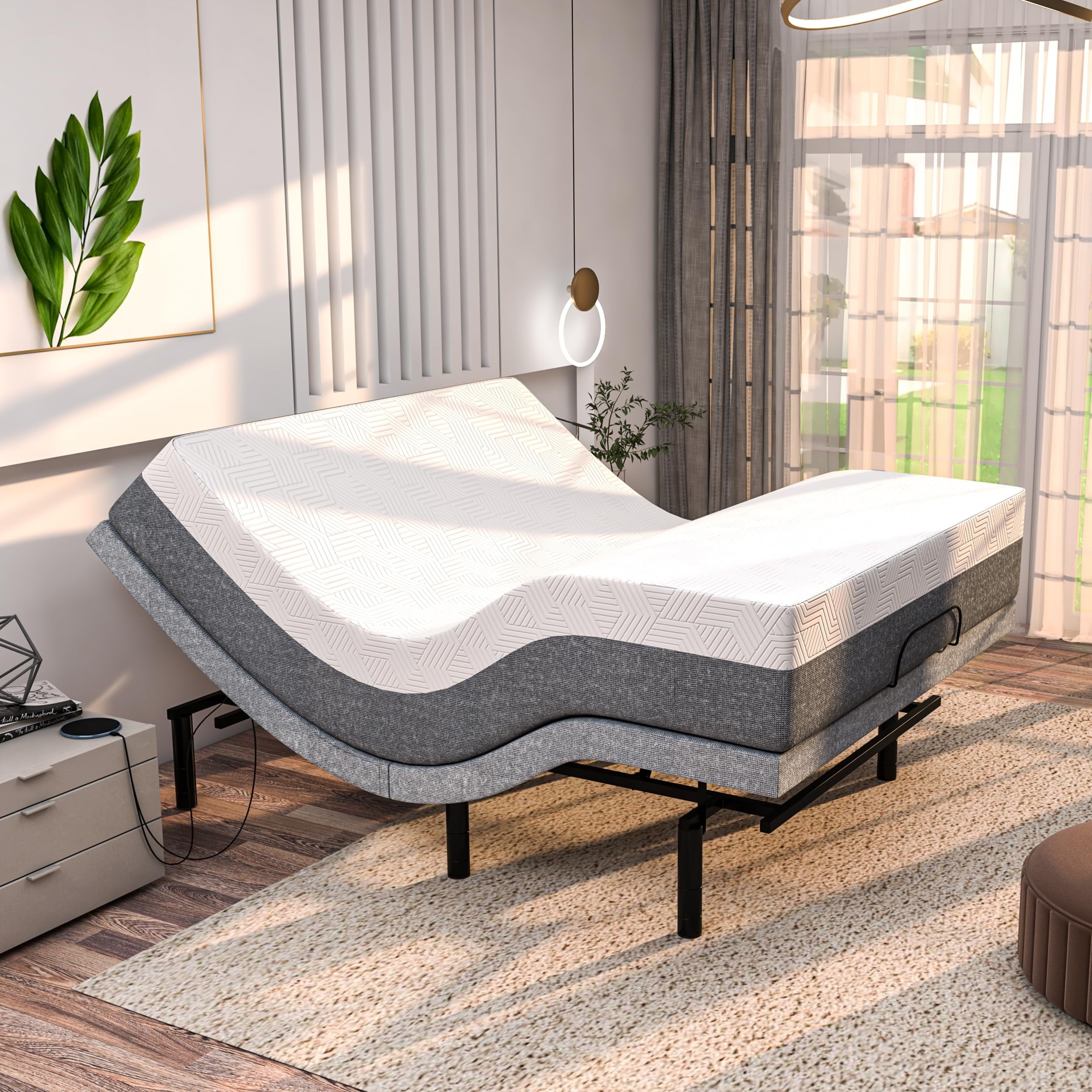 Renanim Sfe Adjustable Bed With Mattress & Massage, Twin Xl Adjustable ... inside The essential guide to mattress selection for adjustable bed users