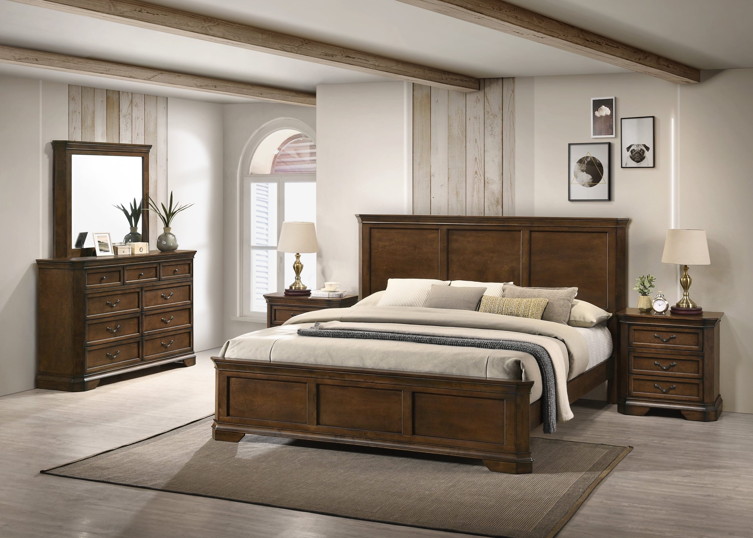 Roundhill Furniture Maderne Traditional 5-Piece Wood Bedroom Furniture ... throughout Exploring the durability and longevity of king solid wood bedroom furniture