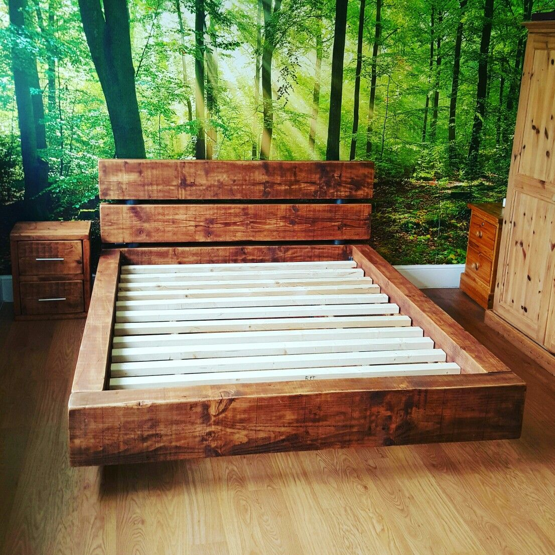 Rustic Solid Wood Platform Beds Frame King Queen Full Wooden Tall Beds ... throughout Rustic Wood Queen Bed Frame