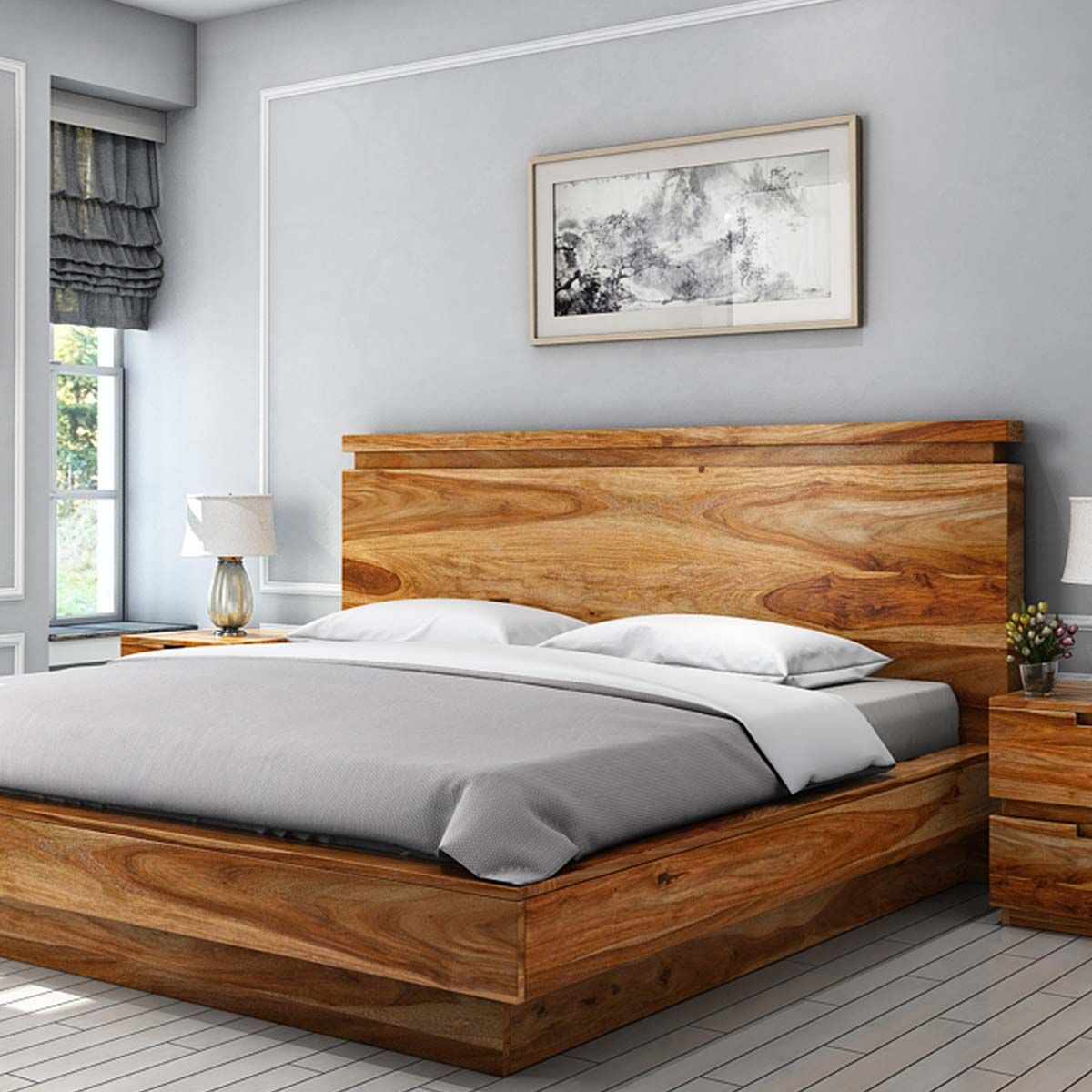 Rustic Solid Wood Platform Beds King Queen Full Wooden Bed Frames – Artofit for Understanding the Benefits of Natural Wood King Size Bed Frames