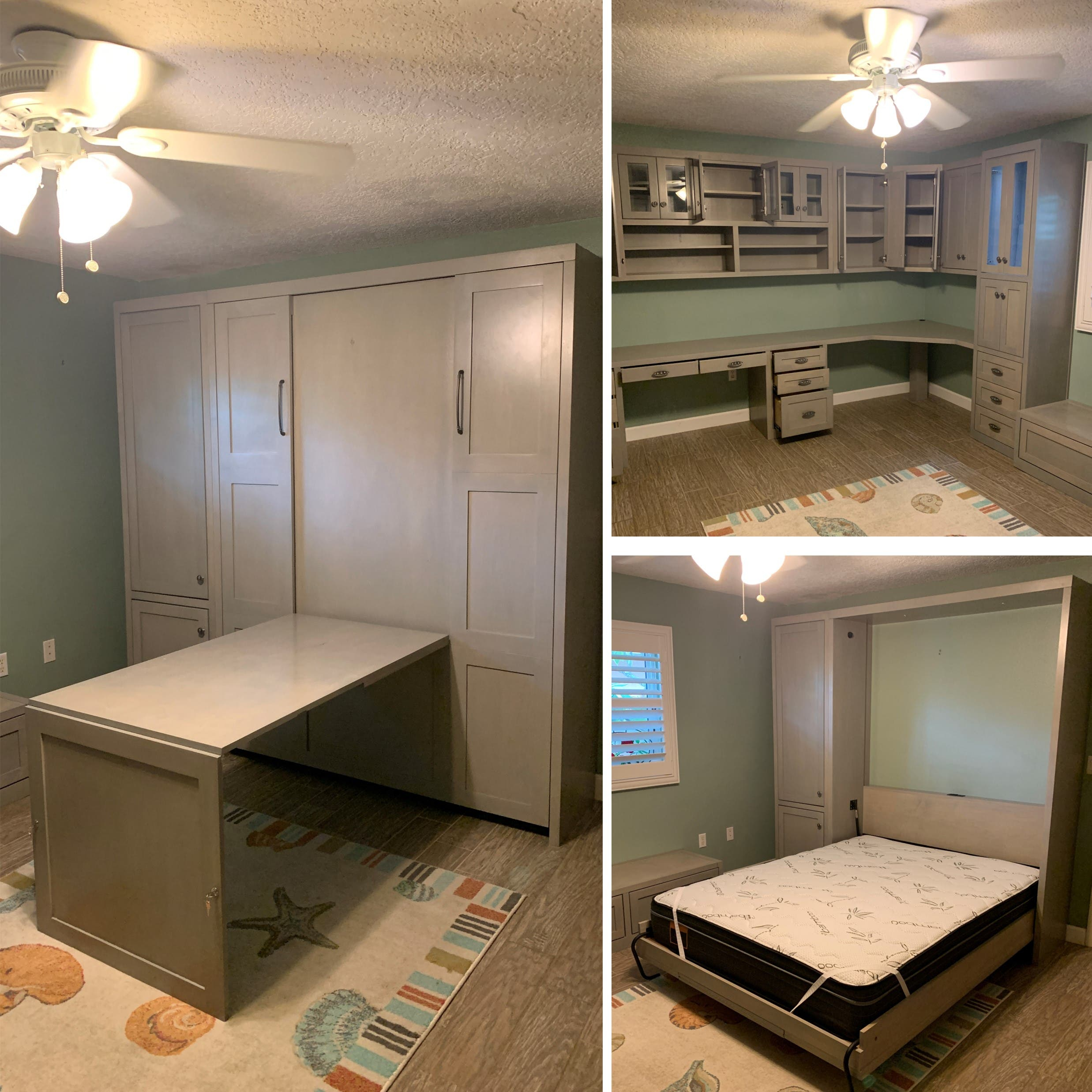 Shaker Murphy Wall Bed With Fold Down Panel Hidden Desk And Side Pier ... with regard to How to Choose the Perfect Murphy Bed with Built-In Workspace