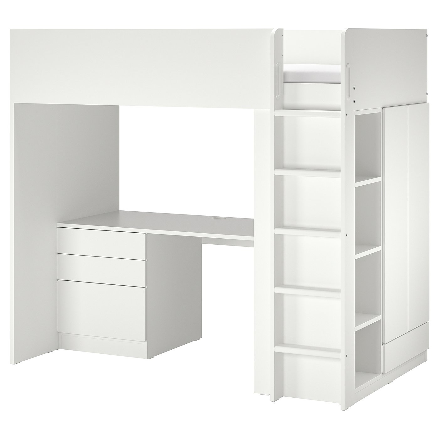Småstad Loft Bed, White White/With Desk With 2 Shelves, Twin - Ikea pertaining to White bunk bed with desk creating smart small space solutions