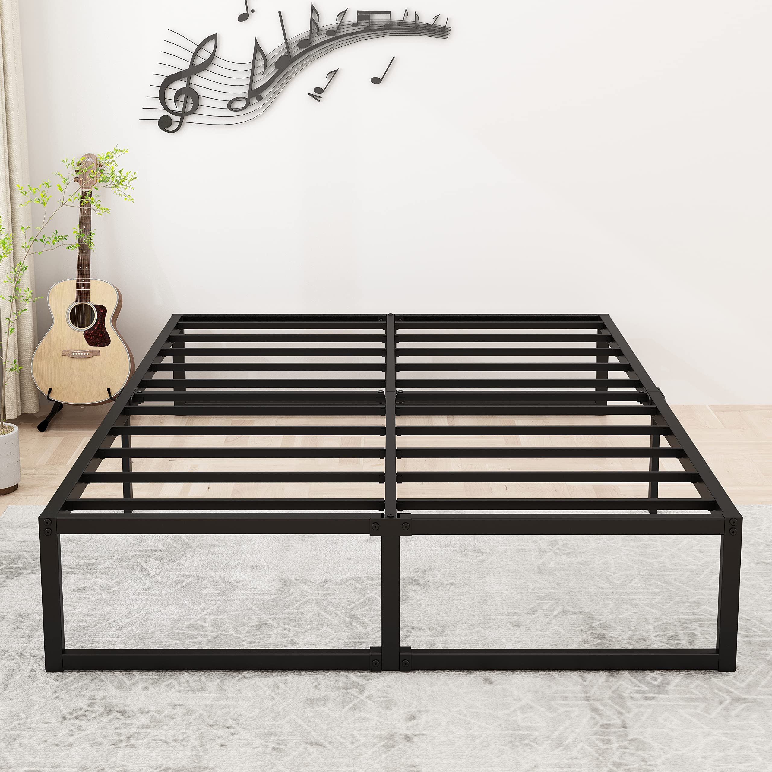 Snapklik.com : Lutown-Teen 16 Inch Bed Frame Queen Size Heavy Duty ... in Queen bed metal frame sizing explained simply for consumers