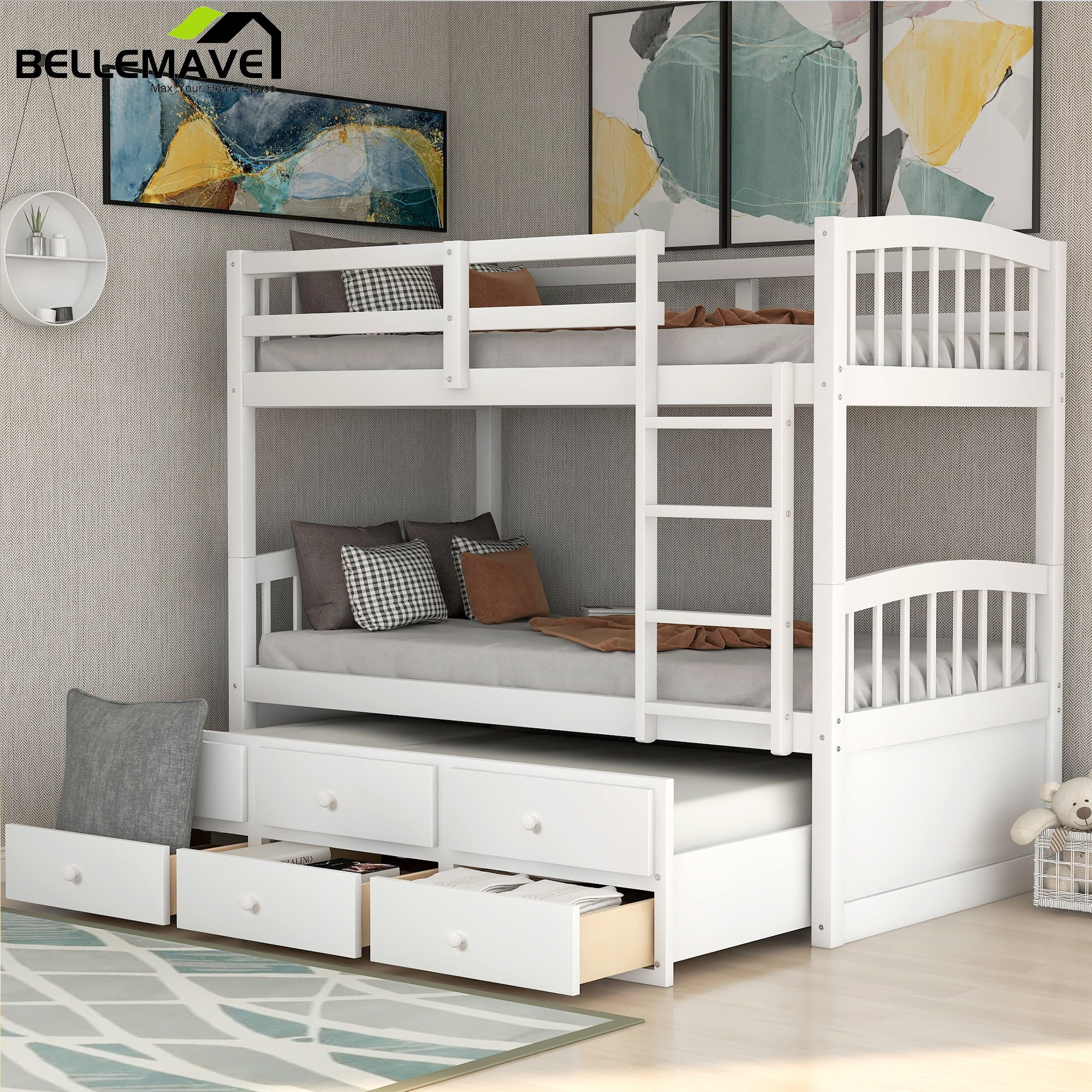Trundle Bunk Bed Twin Over Twin, Twin Bunk Beds With Trundle Bed, Kids ... within Everything you need to know about childrens bed configurations with storage