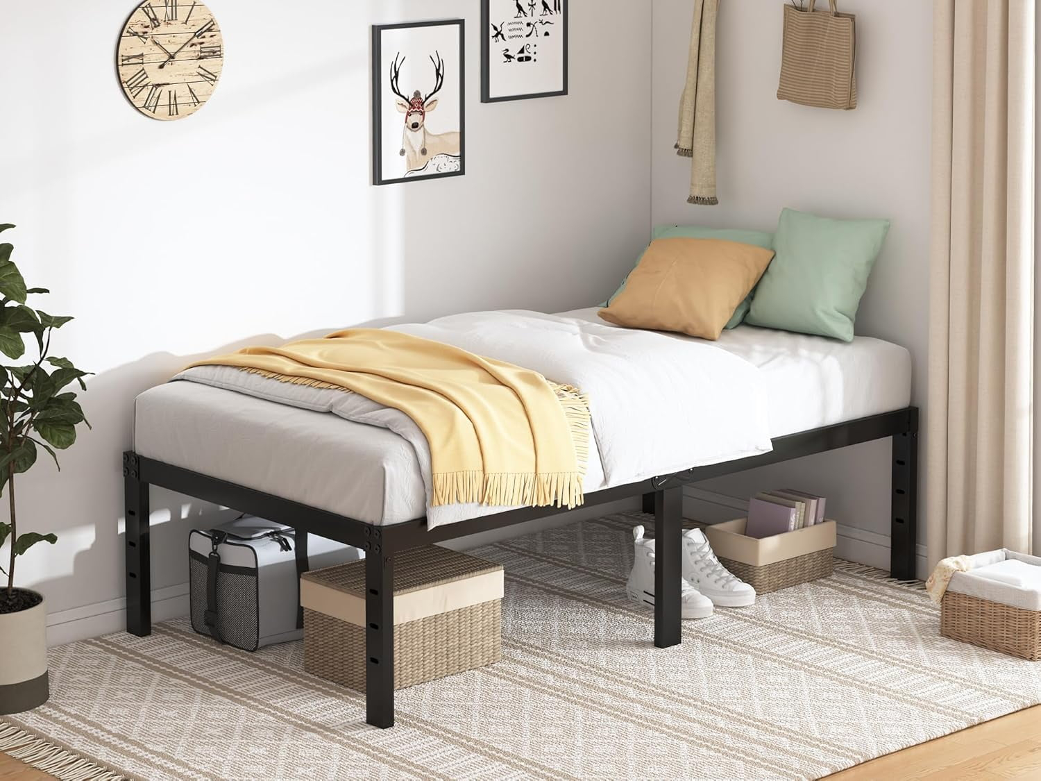 Twin Xl Bed Frames - 18 In Sturdy Platform Bed Frame Twin Xl, Heavy ... for Understanding the difference between twin and twin xl mattresses and frames