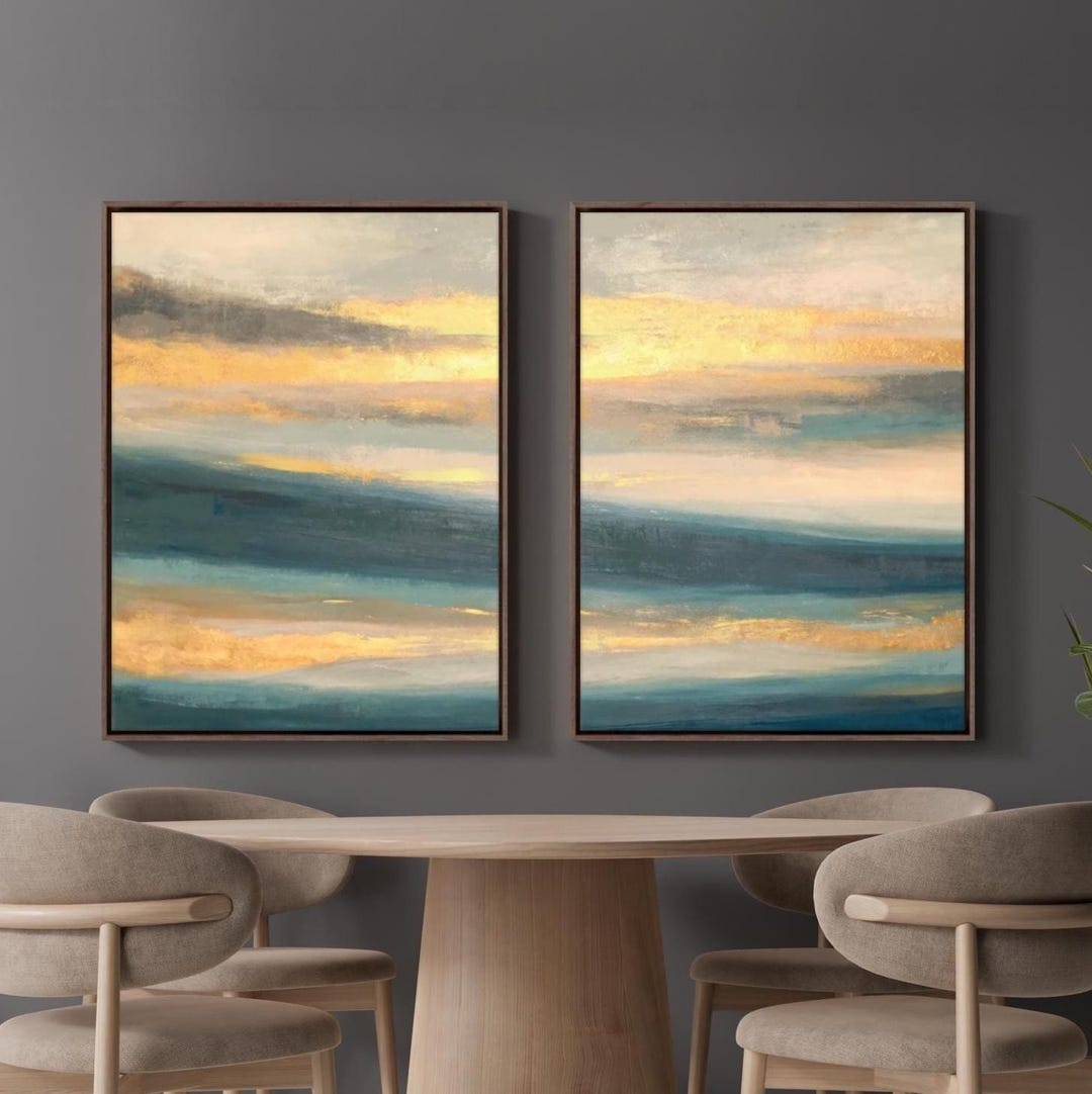 Two Piece Wall Art - Abstract Canvas Paintings, Luxury Wall Decor ... regarding Creating harmony in your sleeping space with 2 piece wall art
