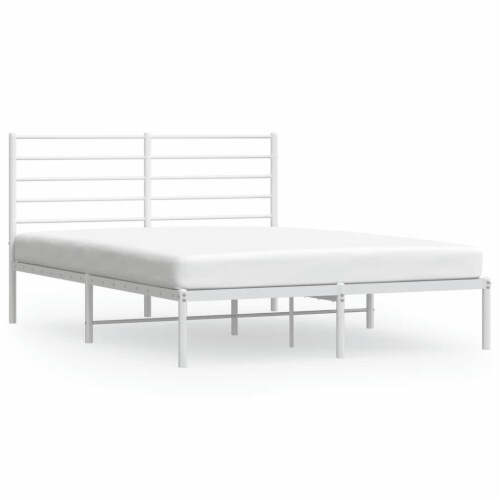 Vidaxl White Full Metal Bed Frame With Headboard & Slats, No Mattress ... throughout Why white full metal bed frames are becoming bedroom essentials