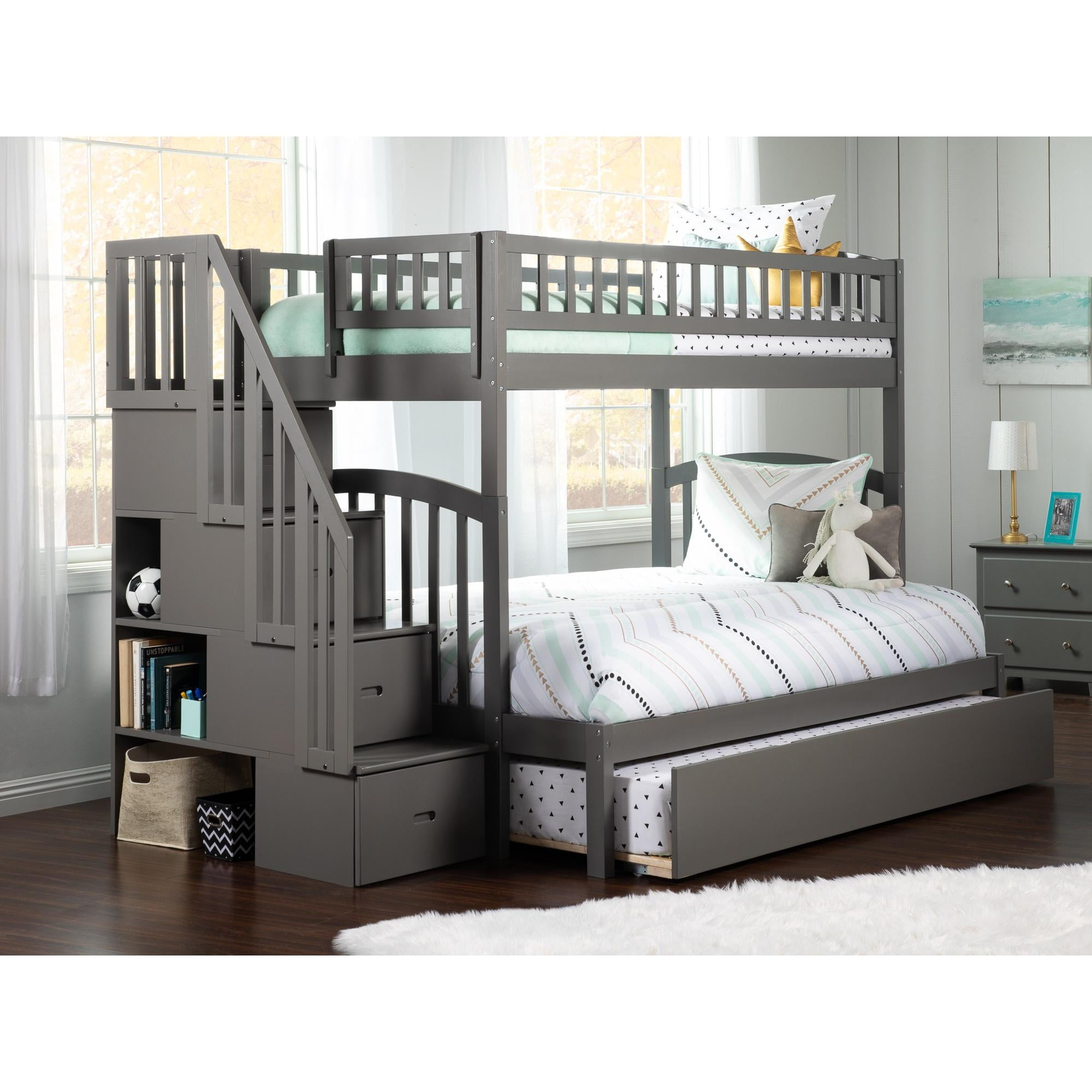 Westbrook Staircase Bunk Twin Over Full With Twin Size Urban Trundle ... intended for Staircase Bunk Bed With Trundle