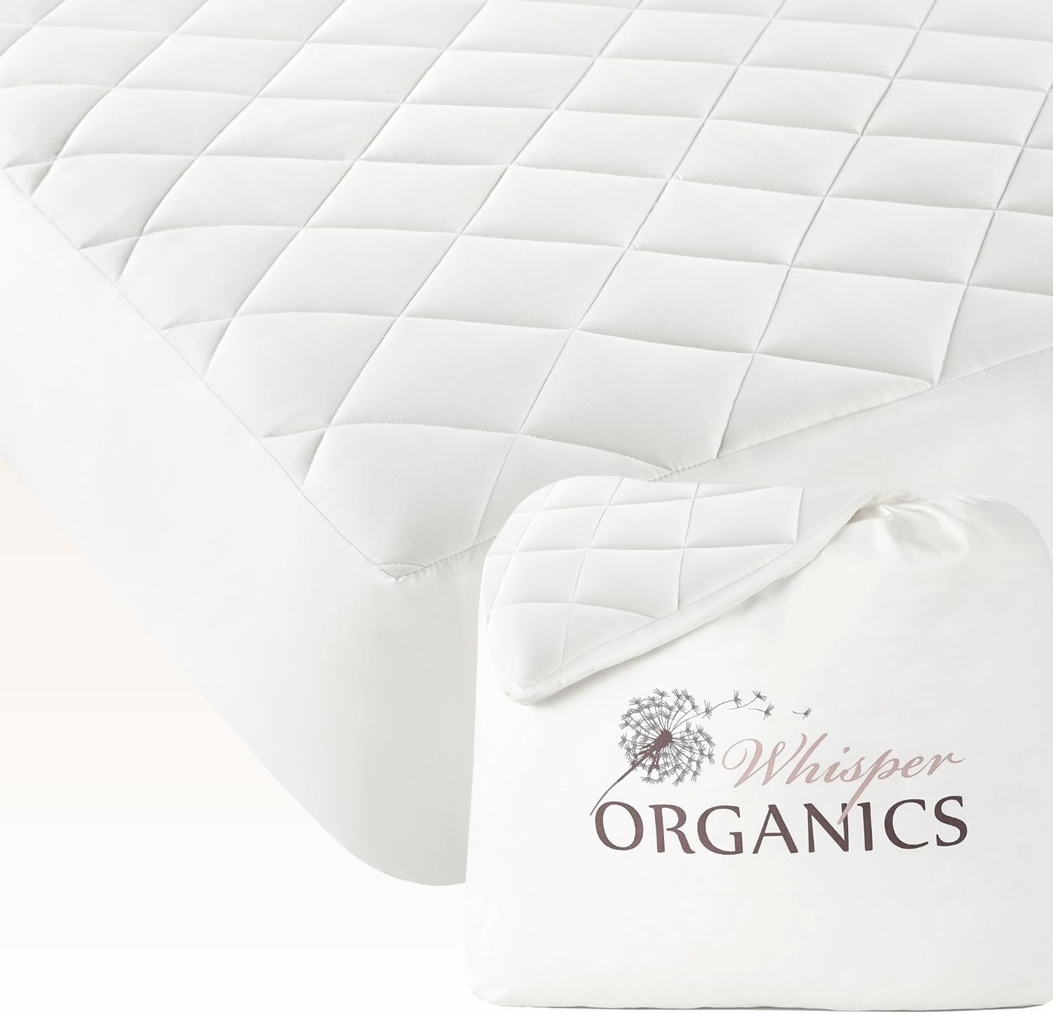 Whisper Organics 100% Cotton Organic Mattress Protector, 500Tc Mattress ... inside Twin Xl Mattress Pad Cover
