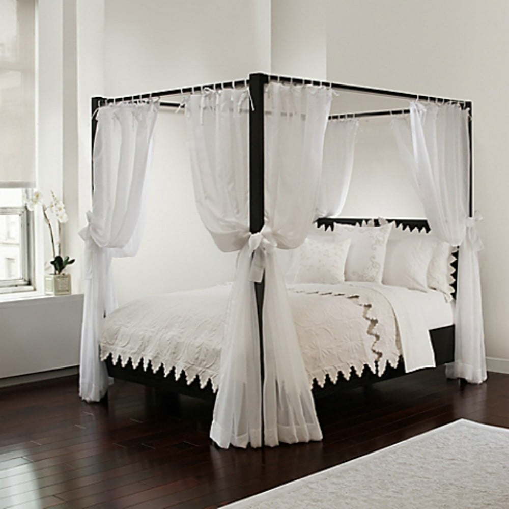 White Four-Poster Bed Canopy, By Royale Linens, Washable 8 Count ... pertaining to Understanding the History and Appeal of Four Poster Canopy Beds