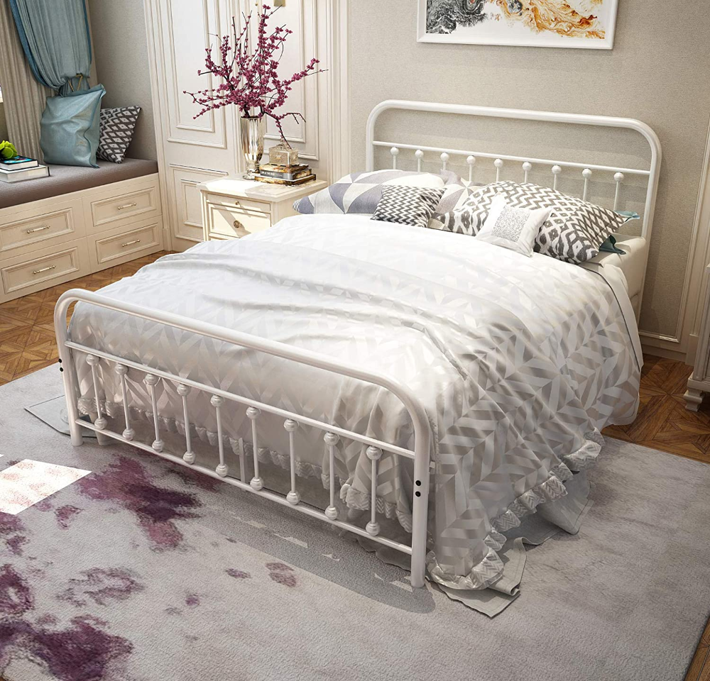 White Metal Bed Frame Queen Size With Headboard And Footboard in White Full Metal Bed Frame