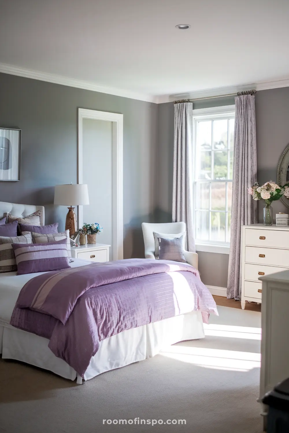 20+ Purple And Gray Bedroom Ideas For A Stylish Retreat for Understanding texture and lighting in modern purple and grey bedroom design
