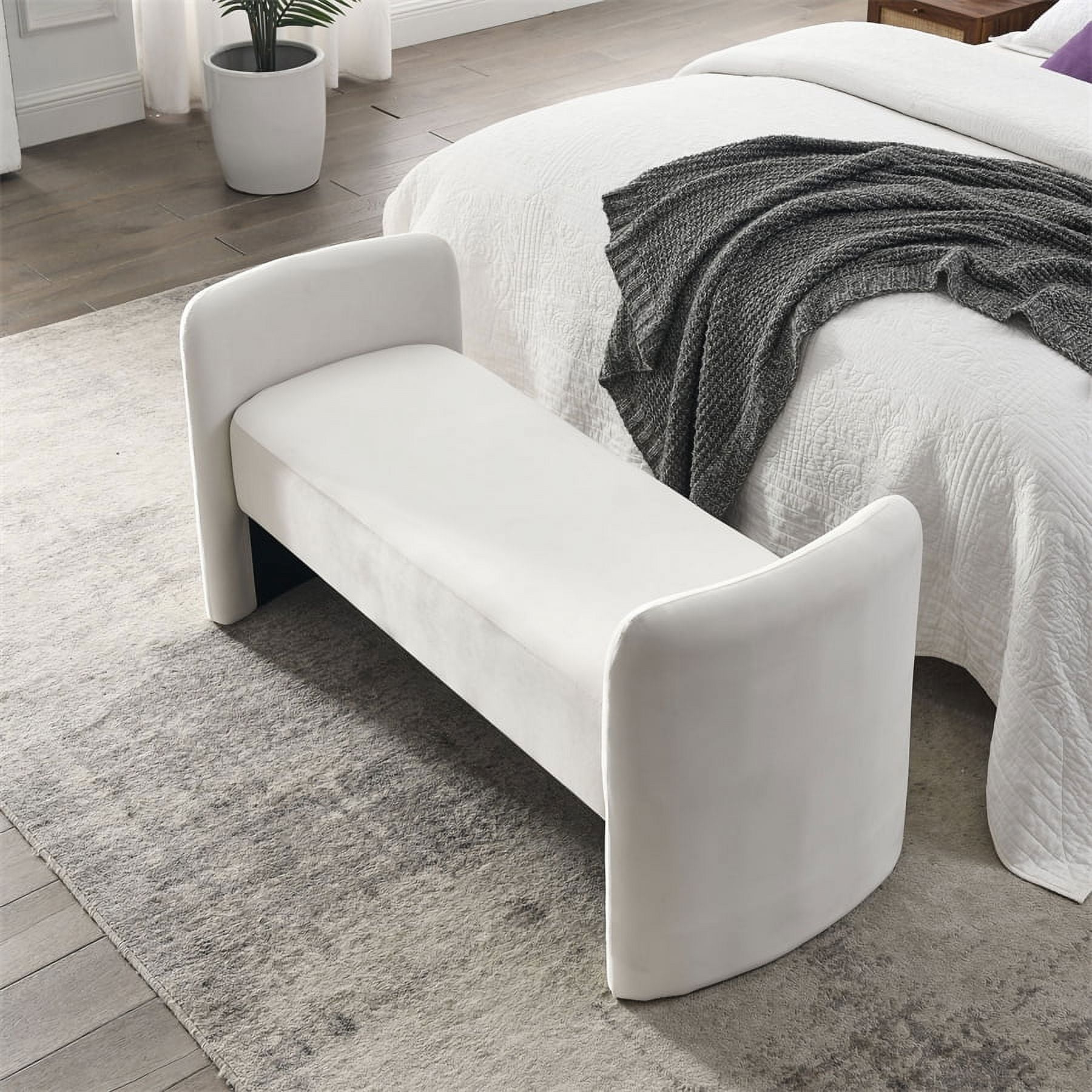 52"Ottoman Velvet Bench, H Upholstered Bench, Entryway Bench, End Of ... pertaining to White Bench For End Of Bed