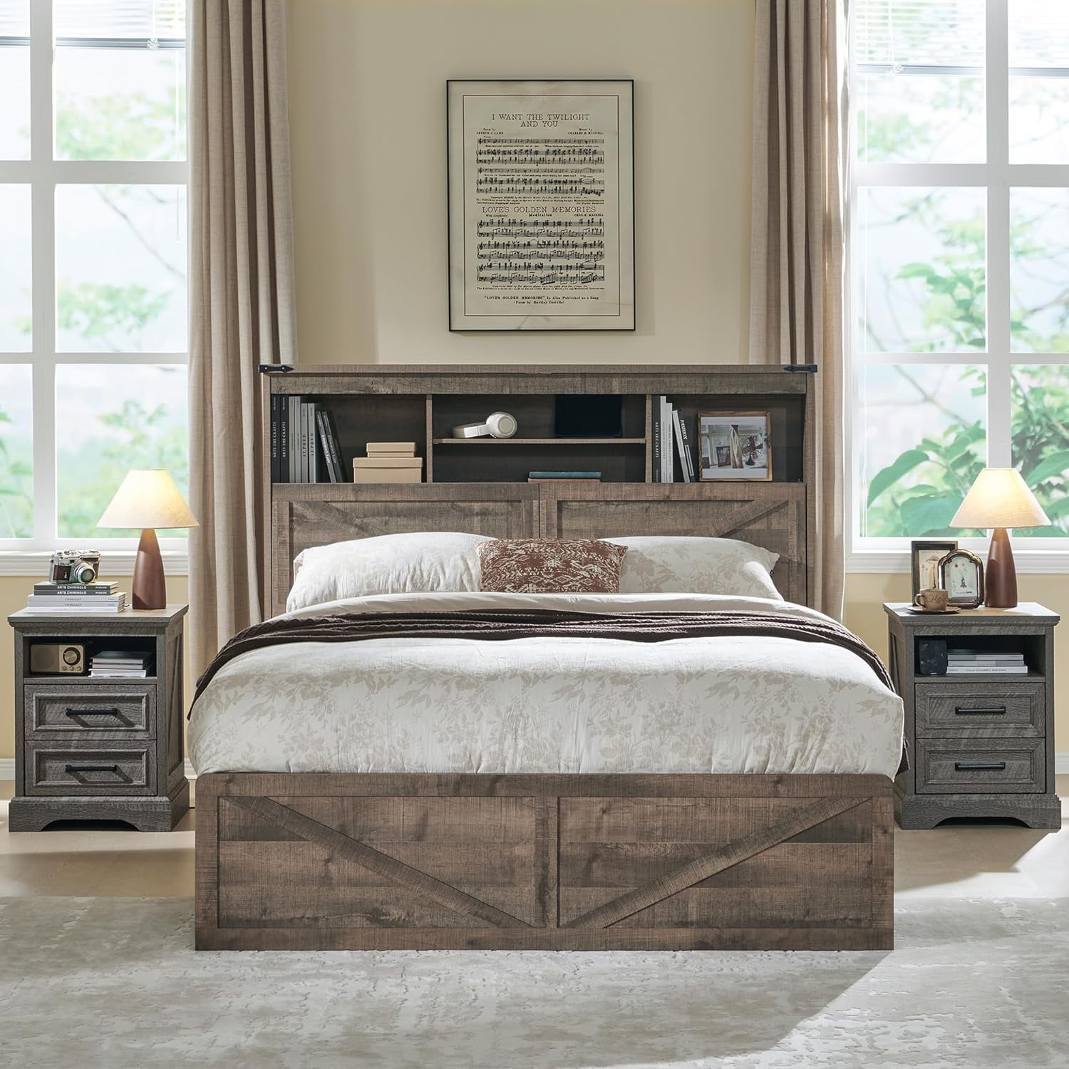 Accohoho Farmhouse King Size Bed With 4 Drawers, Platform Storage Bed ... within Beyond the Basics: How Farmhouse King Size Bedroom Sets Transform Sleeping Spaces
