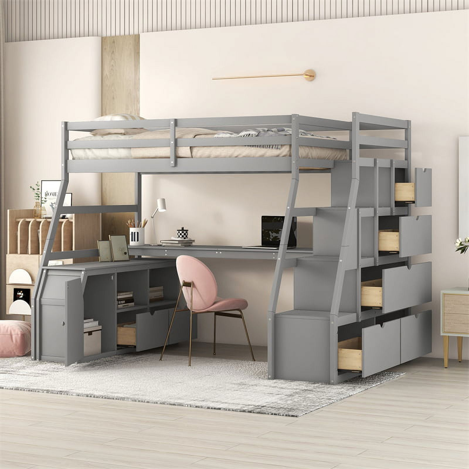 Adult Loft Bed With Stairs with regard to Maximizing space efficiency with high loft beds featuring built-in stairs