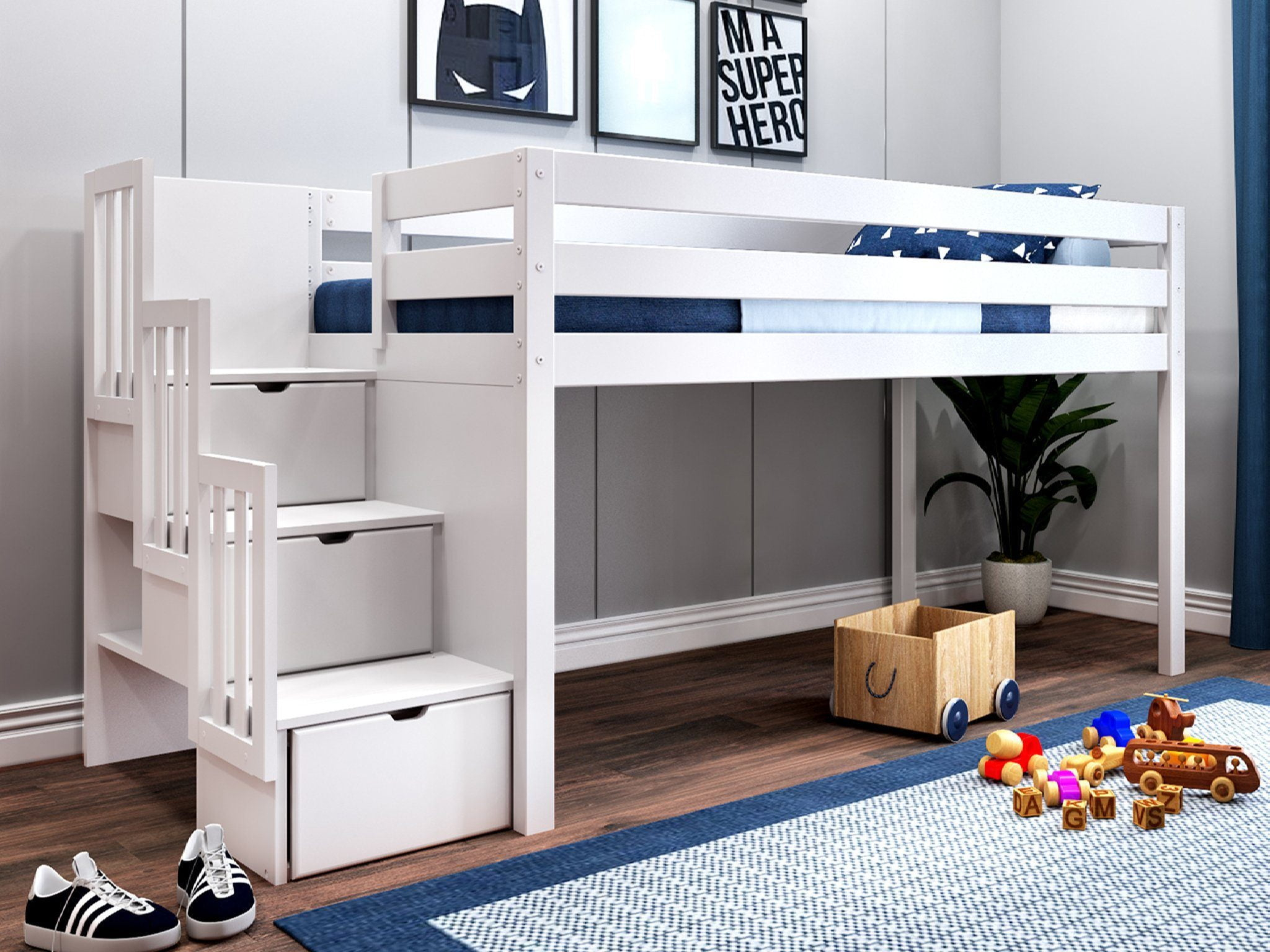 Affordable Loft Bed With Stairs | Stair Designs inside Designing safe and functional loft bunk beds with stairs for small spaces