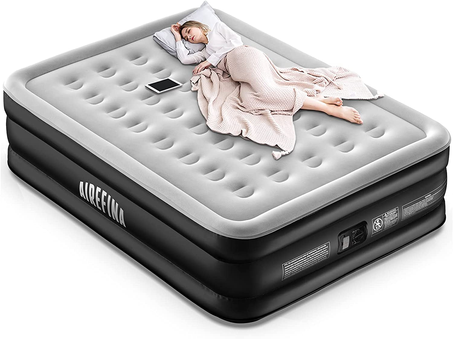 Airefina Queen Size Inflatable Air Mattress With Electric Pump, Self ... within Maximizing Your Sleeping Space with Proper Queen Air Mattress Dimensions