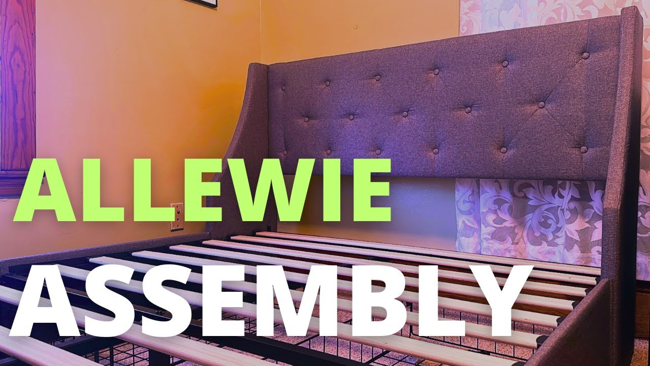 Allewie Bed Frame With 4 Storage Drawers And Wingback Headboard ... with Complete Guide to Reading and Following Allewie Bed Frame Instructions
