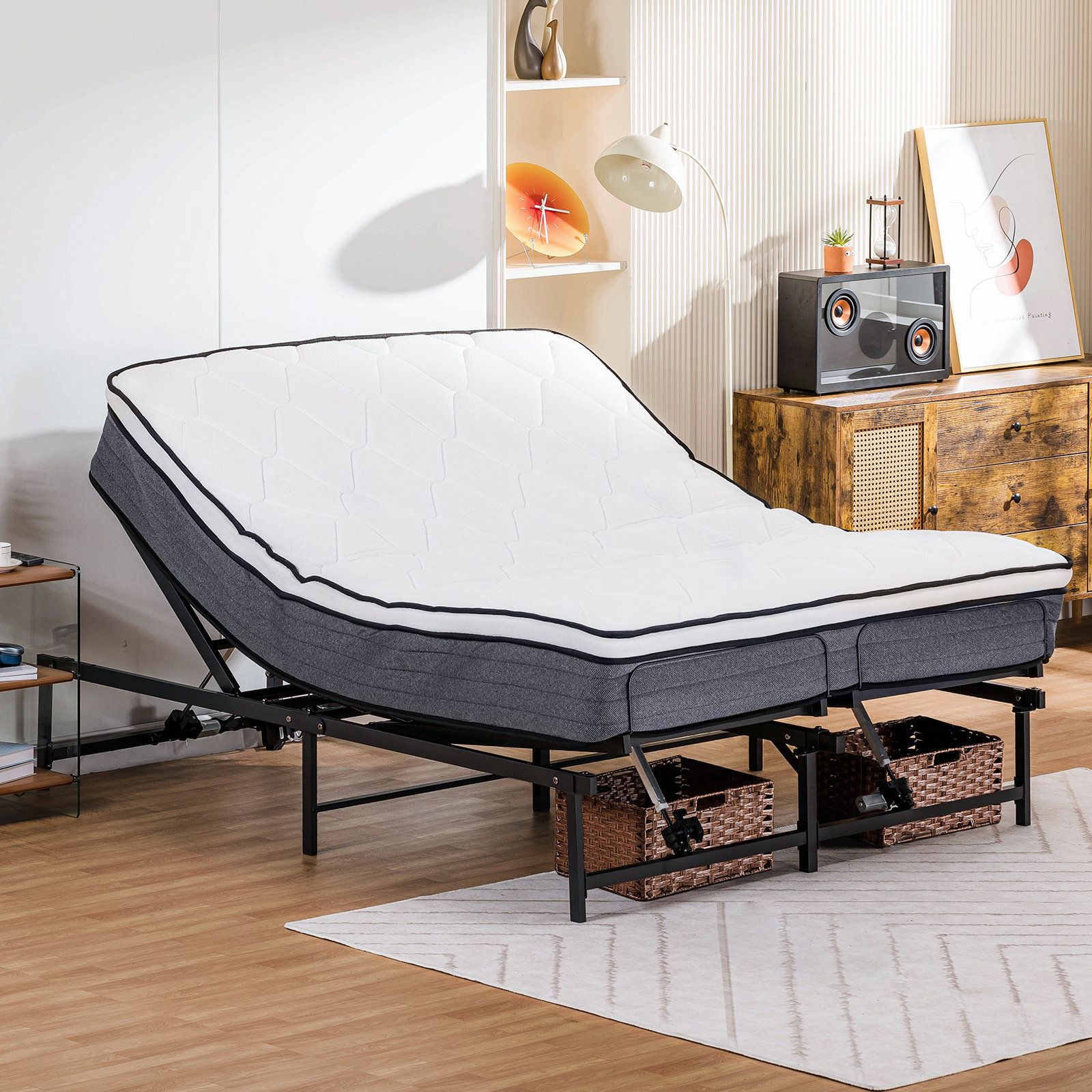 Alwyn Home Adjustable Bed Frame Bed Base With Remote Control ... throughout Everything you need to know about adjustable base bed frames