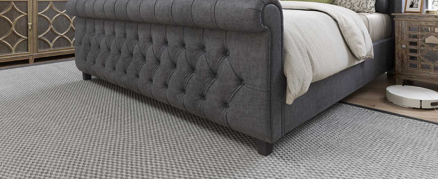 Amazon.com: Amerlife King Size Platform Bed Frame, Velvet Upholstered ... within King Size Bed Frame Sleigh