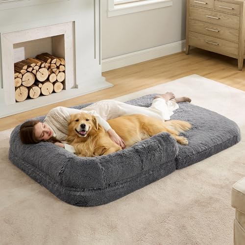 Amazon.com : Anwa Large Human Dog Bed (71"X45"X12"), Luxury Fur Human ... for Dog Bed That Looks Like A Bed