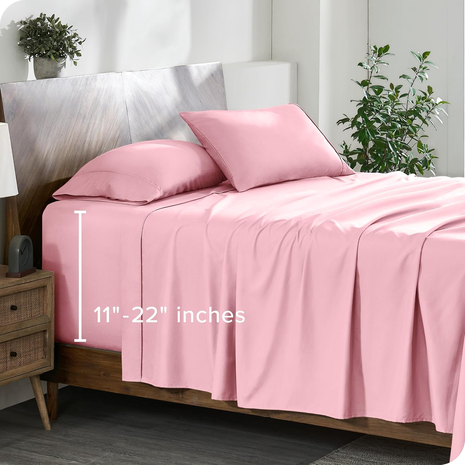 Amazon.com: Bare Home Twin Xl Sheet Set - 22" Deep Pockets - Luxury ... within Everything You Need to Know About Pink Twin XL Bedding