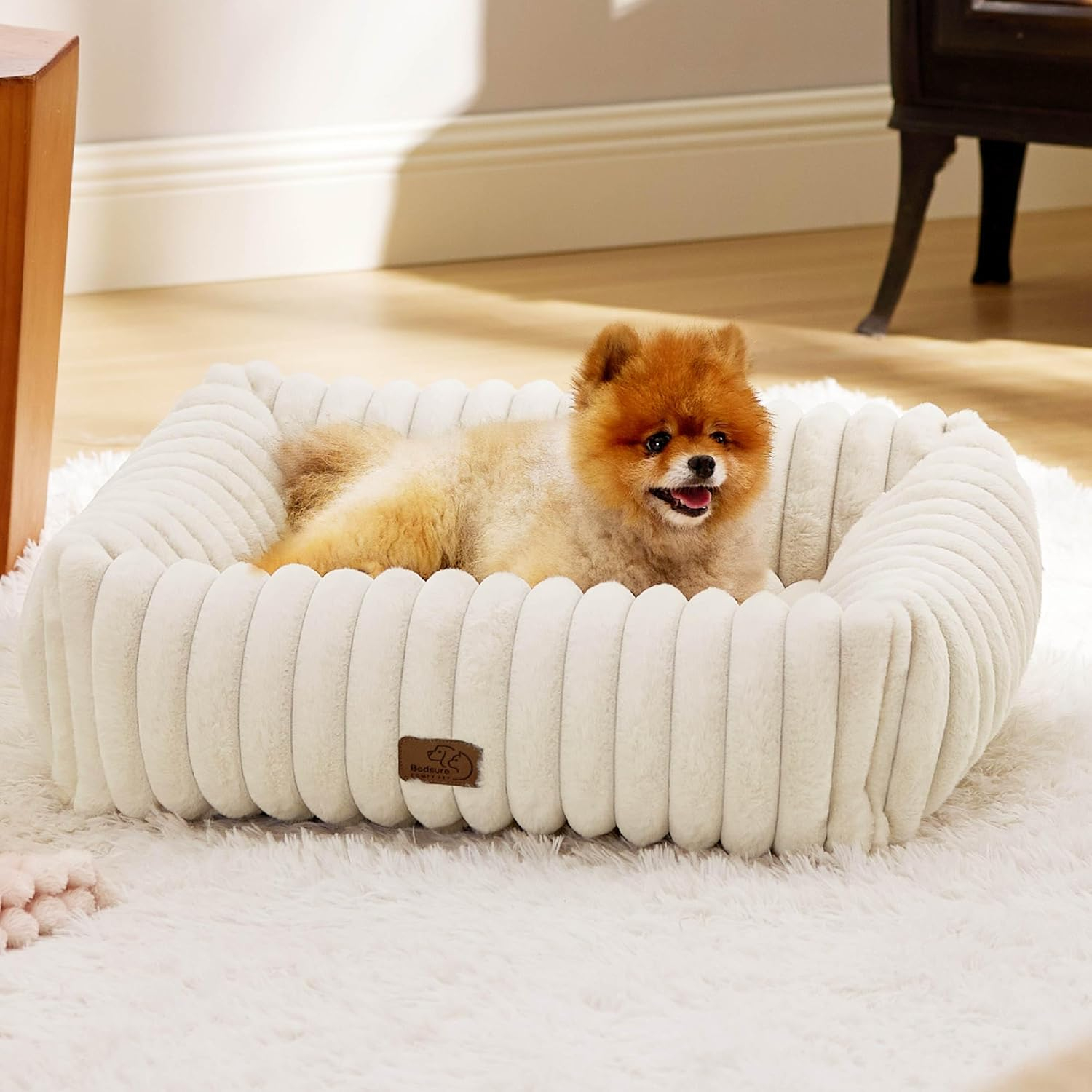 Amazon.com : Bedsure Cute Dog Bed For Small Medium Dogs - Washable ... intended for Dog Bed With Zipper Cover