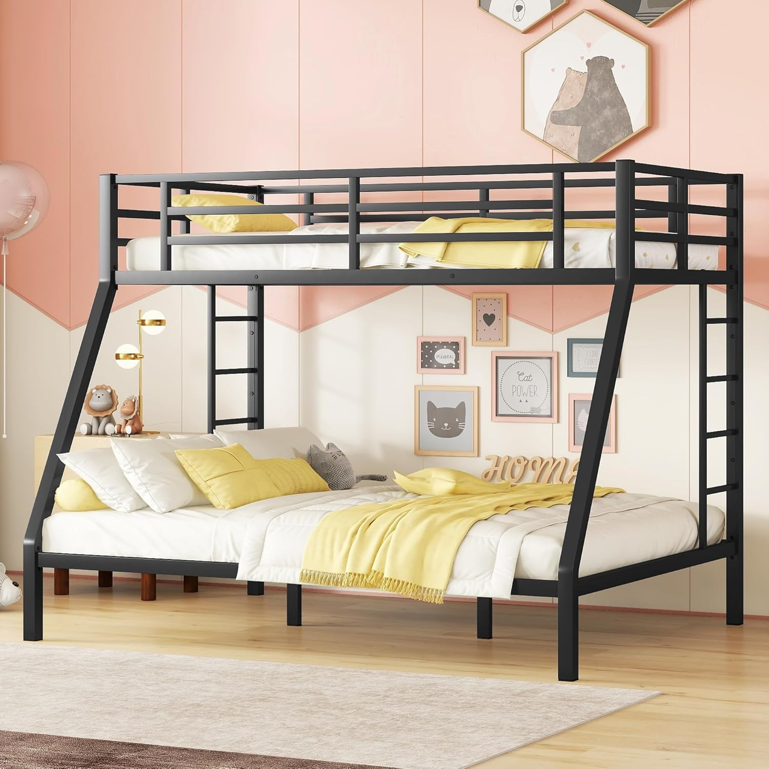 Amazon.com: Bellemave Bunk Bed Twin Over Queen, Heavy Duty Metal Bunk ... with regard to Twin Over Queen Bunk Beds For Adults