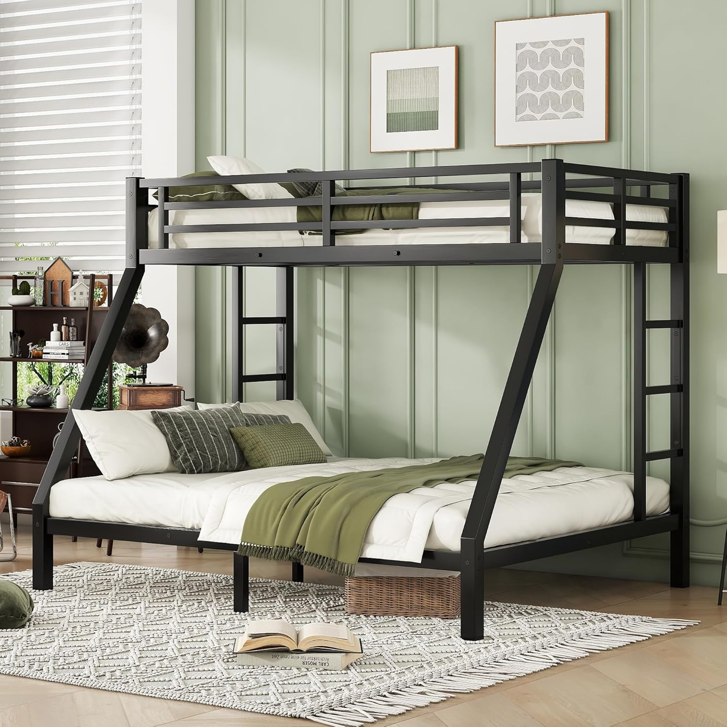 Amazon.com: Bellemave Bunk Bed Twin Xl Over Queen, Heavy Duty Metal ... in Twin Over Queen Bunk Beds For Adults