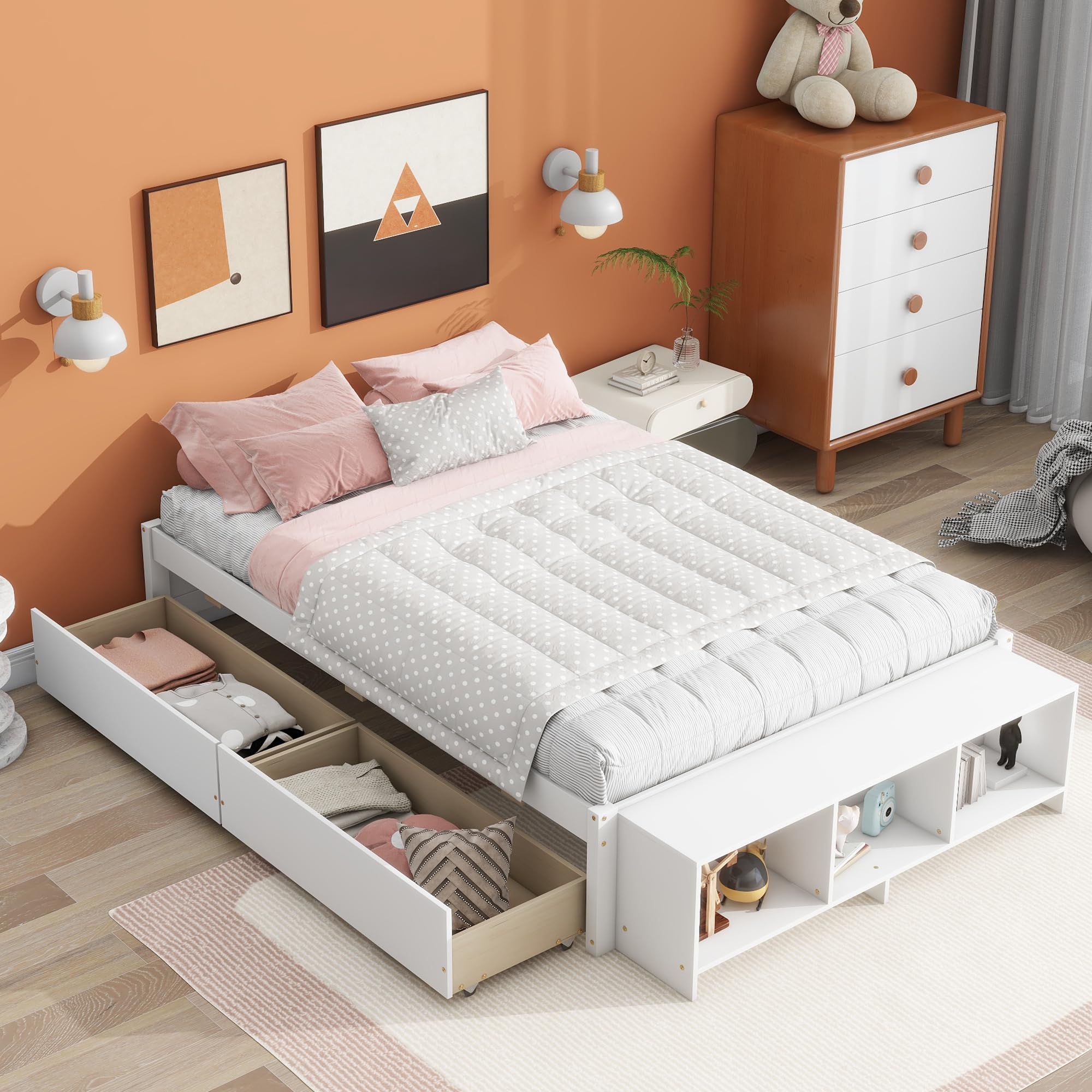 Amazon.com: Bellemave Full Storage Bed, Full Size Platform Bed With 2 ... throughout Smart Organization Solutions for Full Size Platform Bed Storage