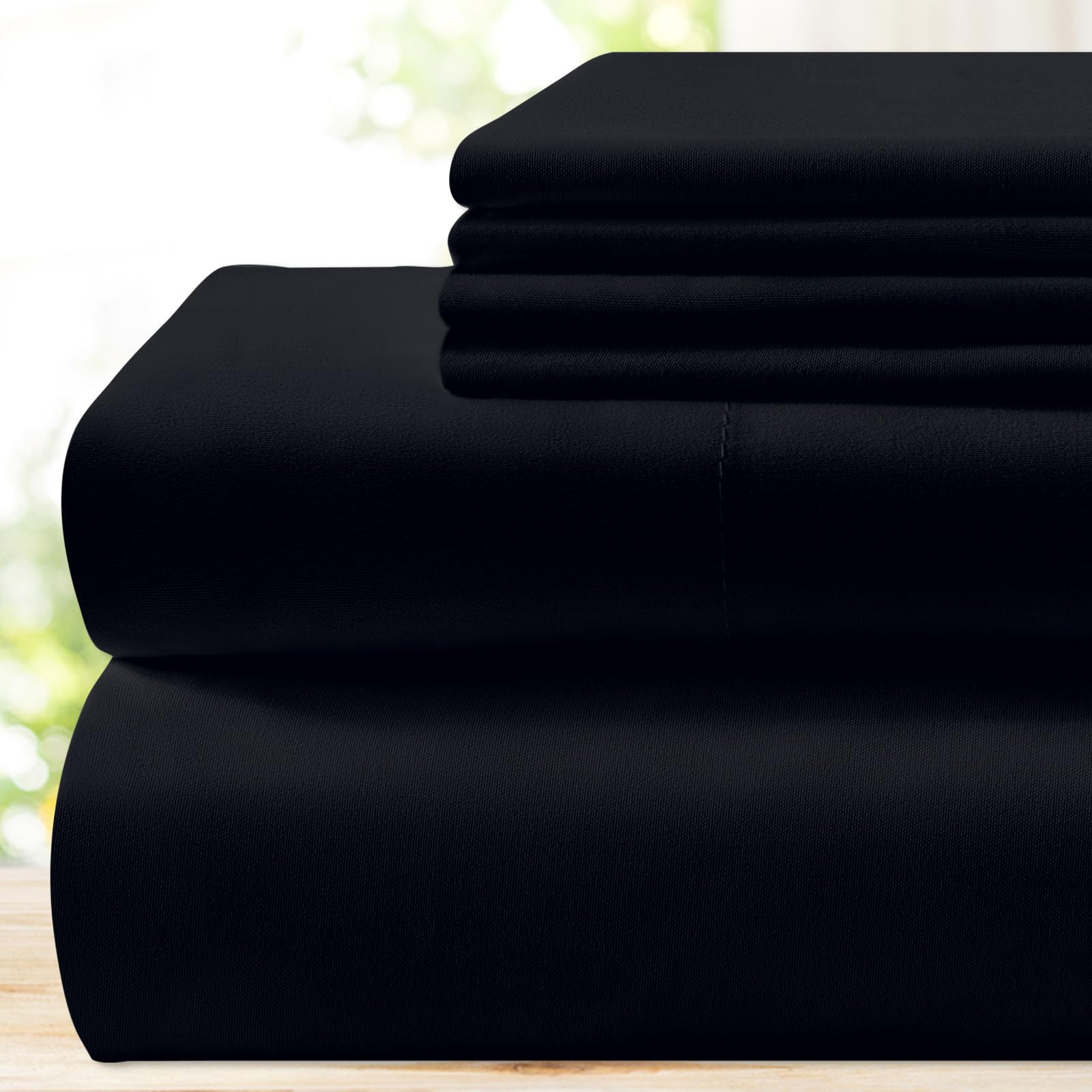 Amazon.com: Bysure 6 Pieces Bed Sheets Set(Queen, Black) - Hotel Luxury ... intended for Everything You Need to Know About Black Queen Bed Sheet Sets