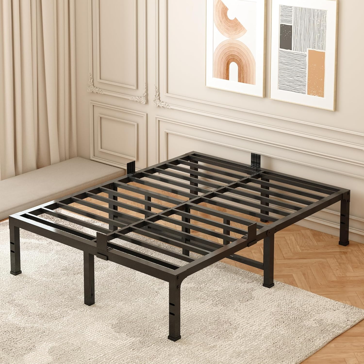 Amazon.com: California King Bed Frames, 16 Inch Heavy Duty Metal ... in Metal California King Bed Frame