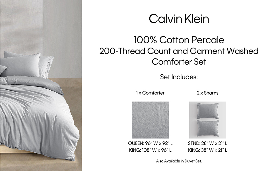 Amazon.com: Calvin Klein - Queen Comforter Set, Washed Cotton Percale ... intended for The evolution of calvin klein bedding and its impact on sleep quality
