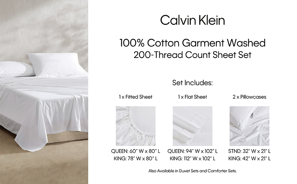 Amazon.com: Calvin Klein - Queen Sheets, Washed Cotton Percale Bedding ... with The evolution of calvin klein bedding and its impact on sleep quality