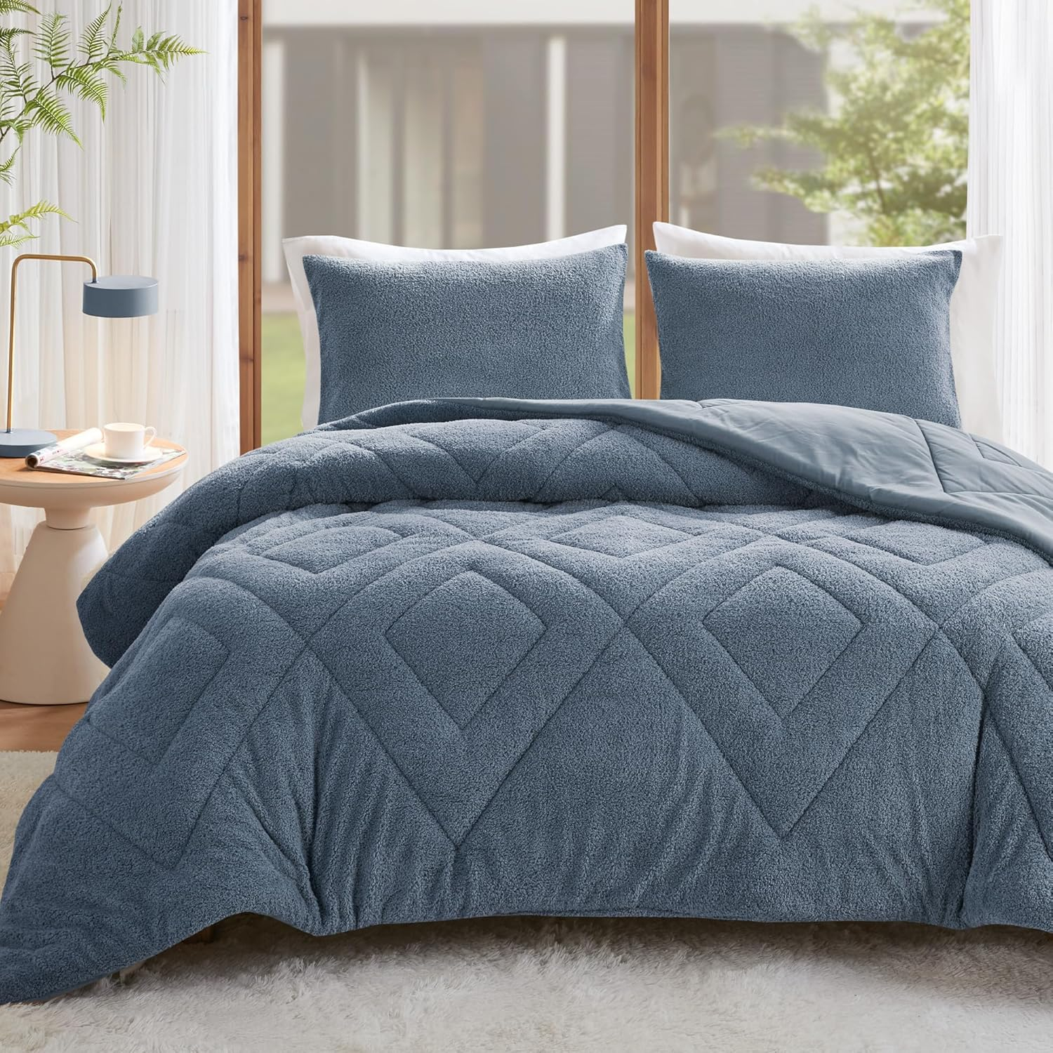 Amazon.com: Comfort Spaces Queen Comforter Set Reversible Feather-Soft ... in Queen vs full bed comforter sizing explained simply