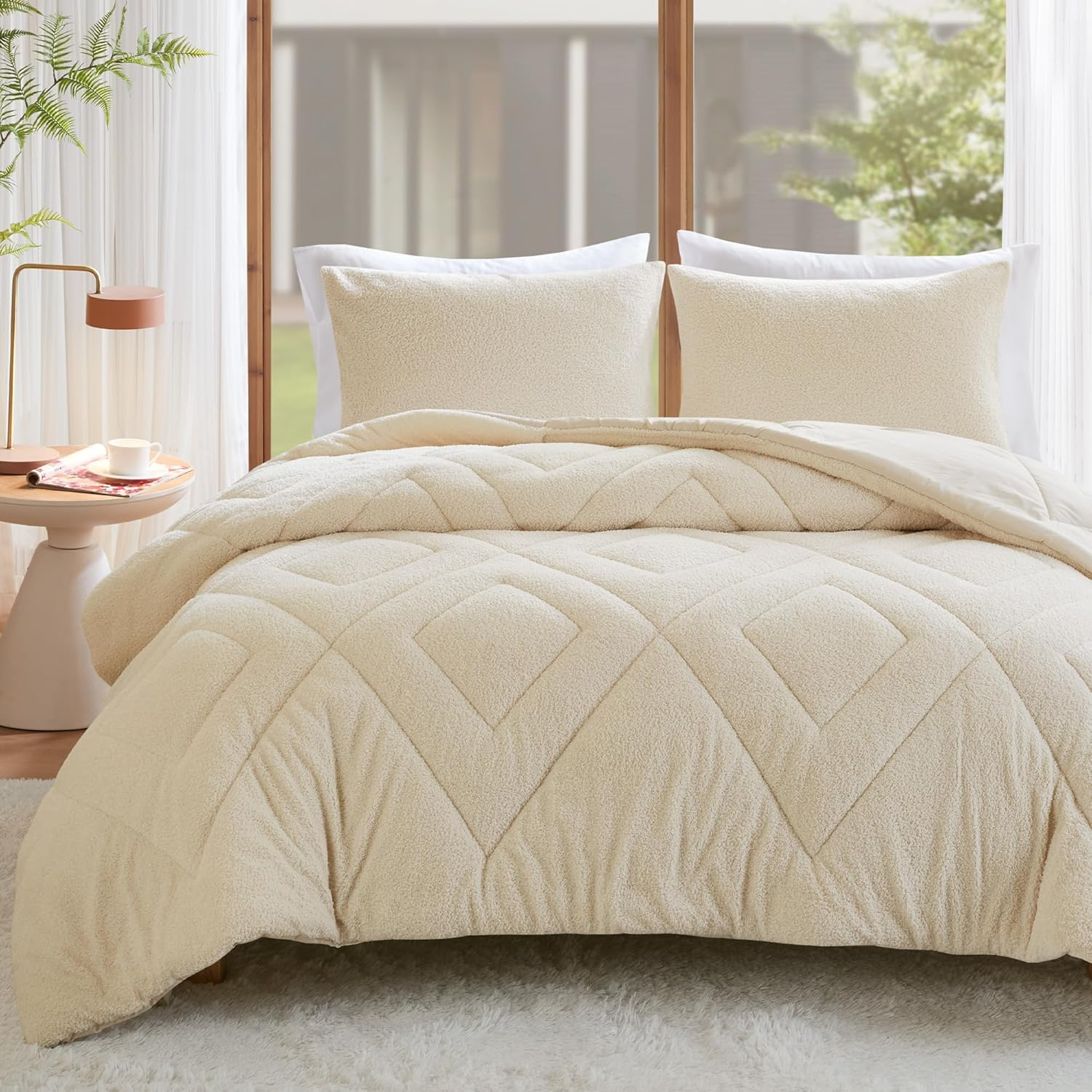 Amazon.com: Comfort Spaces Queen Comforter Set Reversible Feather-Soft ... in Will A Queen Comforter Fit A Full Bed
