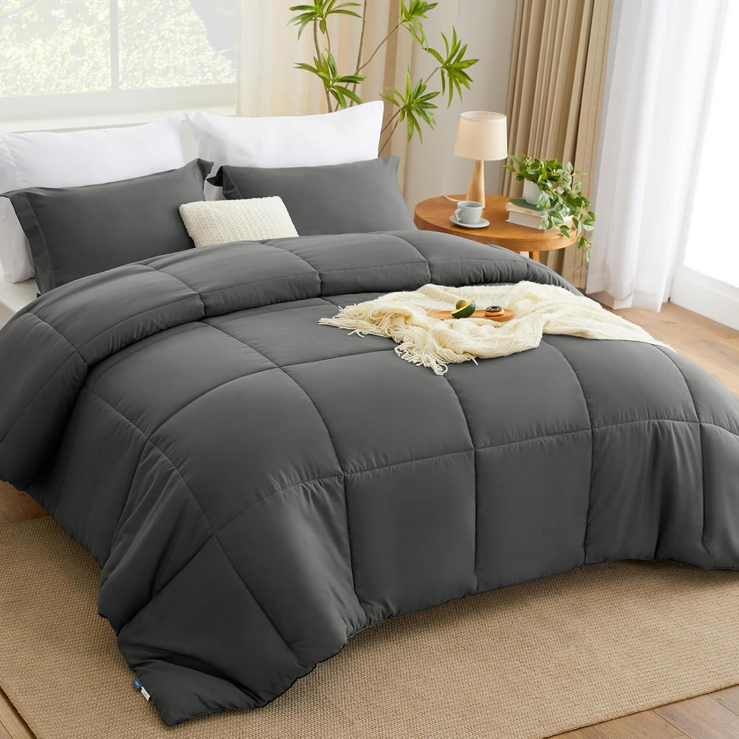 Amazon.com: Cozylux Queen Comforter Set - Dark Grey Comforter Queen ... with regard to Gray Queen Size Bed Set