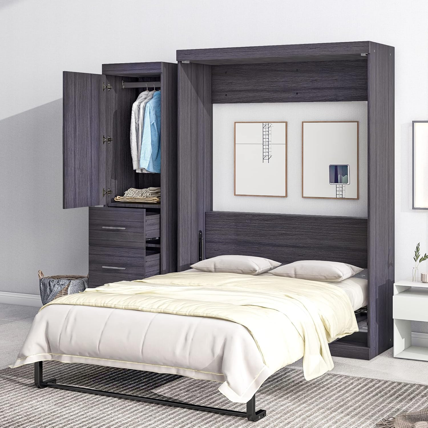 Amazon.com: Deyobed Full Size Multifunctional Murphy Bed, Full Storage ... pertaining to Installing murphy bed in a box safely and efficiently