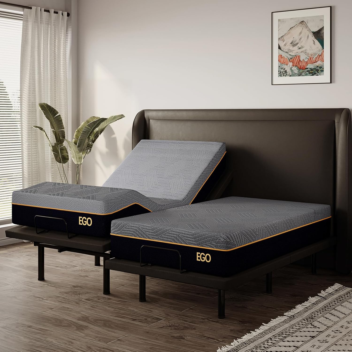 Amazon.com: Egohome Split King Adjustable Bed Frame And 12" Memory Foam ... with Understanding the Benefits of Split Head King Adjustable Bed Design