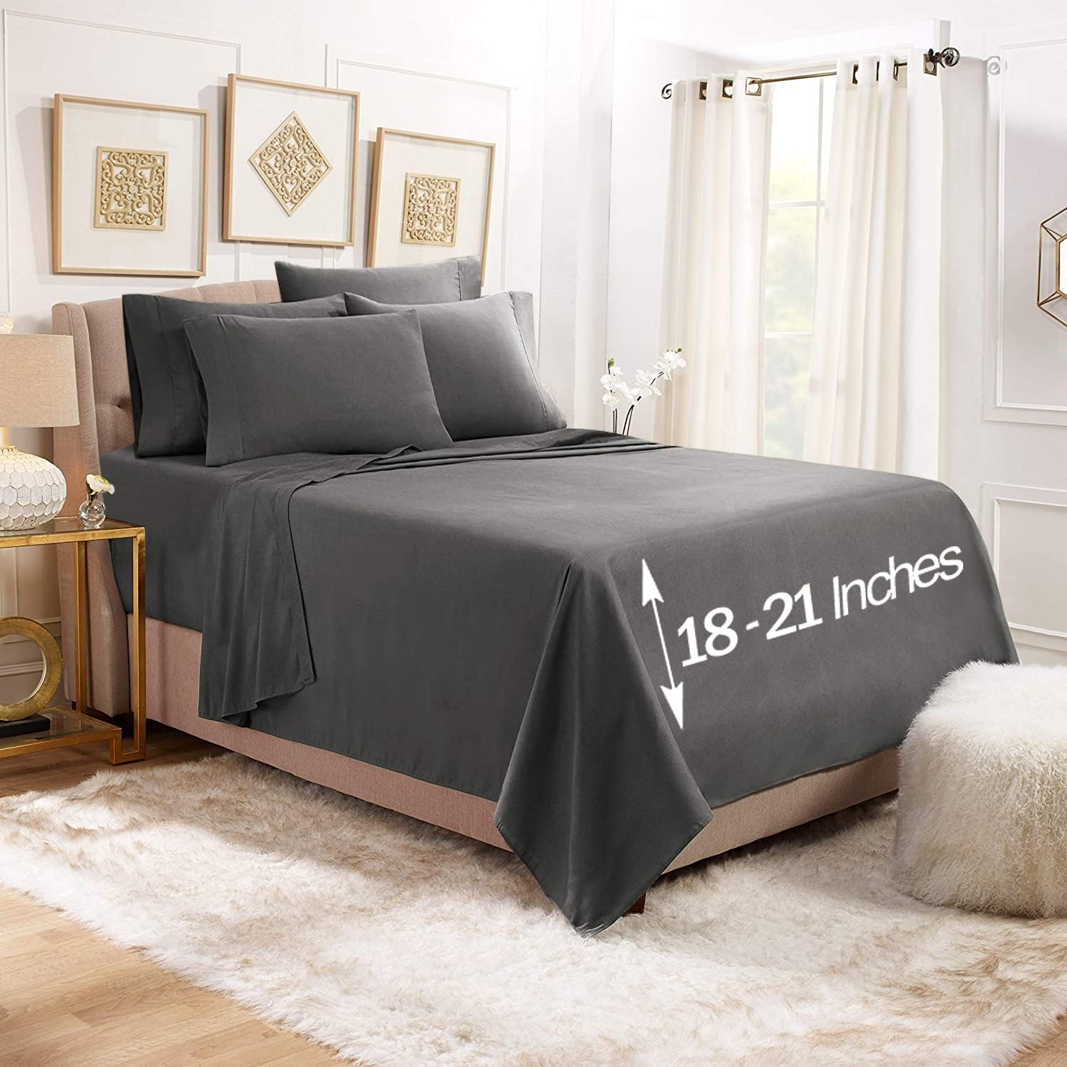 Amazon.com: Empyrean Extra Deep Pocket Fitted Sheet - 110 Gsm Deep ... with Why deep pocket bed sheets are essential for modern mattresses