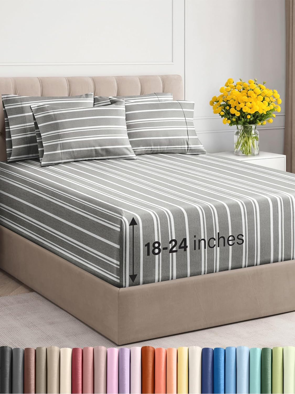 Amazon.com: Extra Deep Pocket Queen Sheets - 4 Piece Breathable ... inside What Is Deep Pocket Bed Sheets