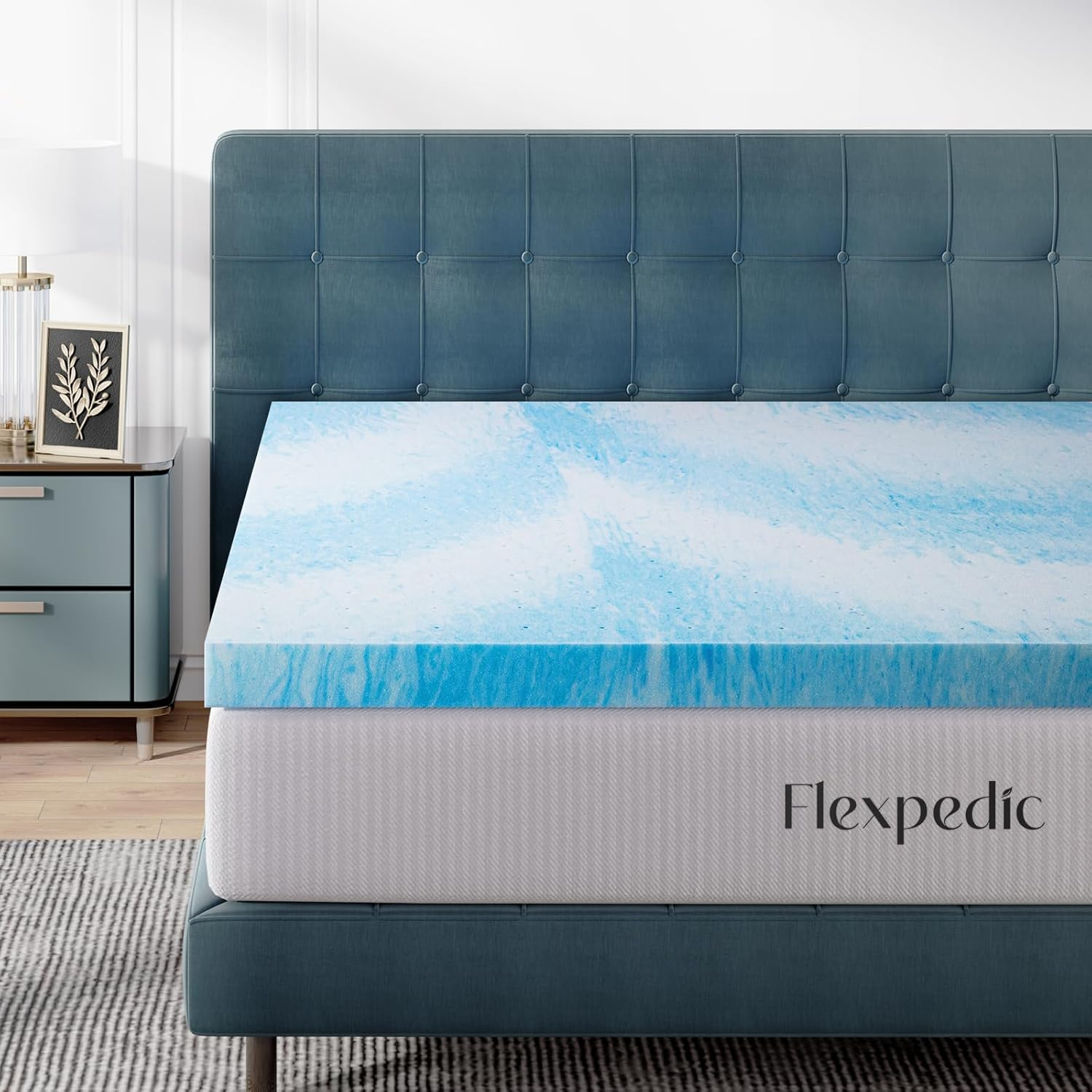 Amazon.com: Fp Flexpedic Full Mattress Topper, 2 Inch Cooling Mattress ... throughout 2 Inch Mattress Topper Full