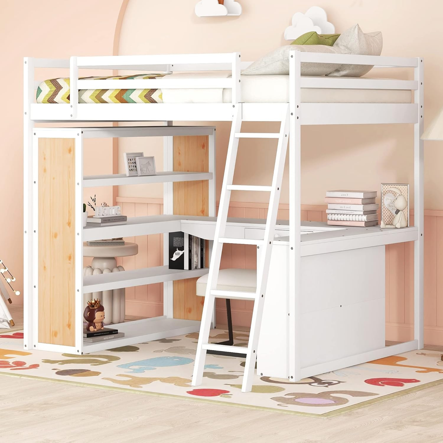 Amazon.com: Harper & Bright Designs Full Size Loft Bed With Desk And ... within Making the most of your bedroom with clever storage ideas
