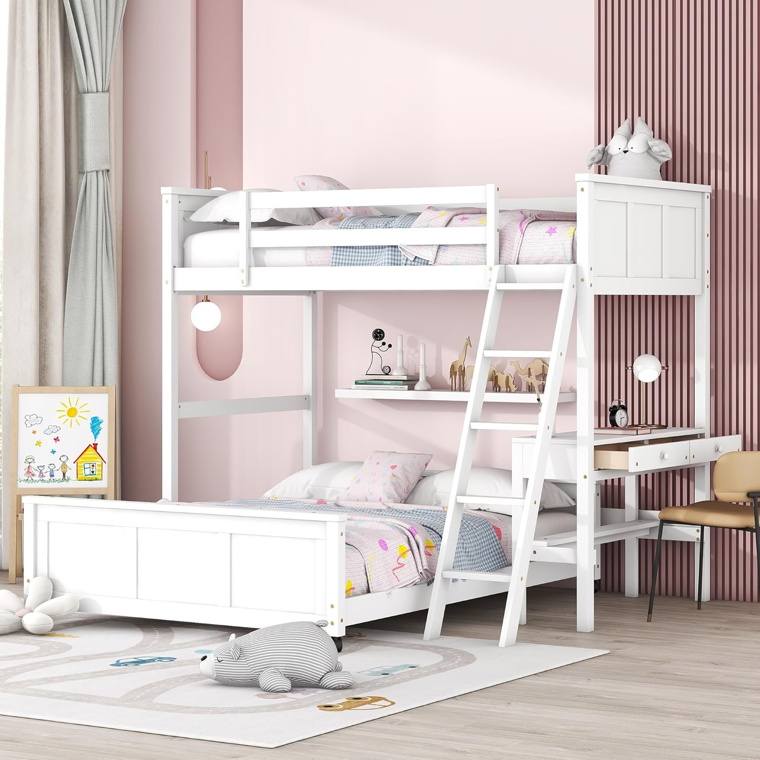 Amazon.com: Harper & Bright Designs Twin Over Full Bunk Beds With Desk ... with Designing Efficient Living Spaces That Combine Sleep and Work Areas