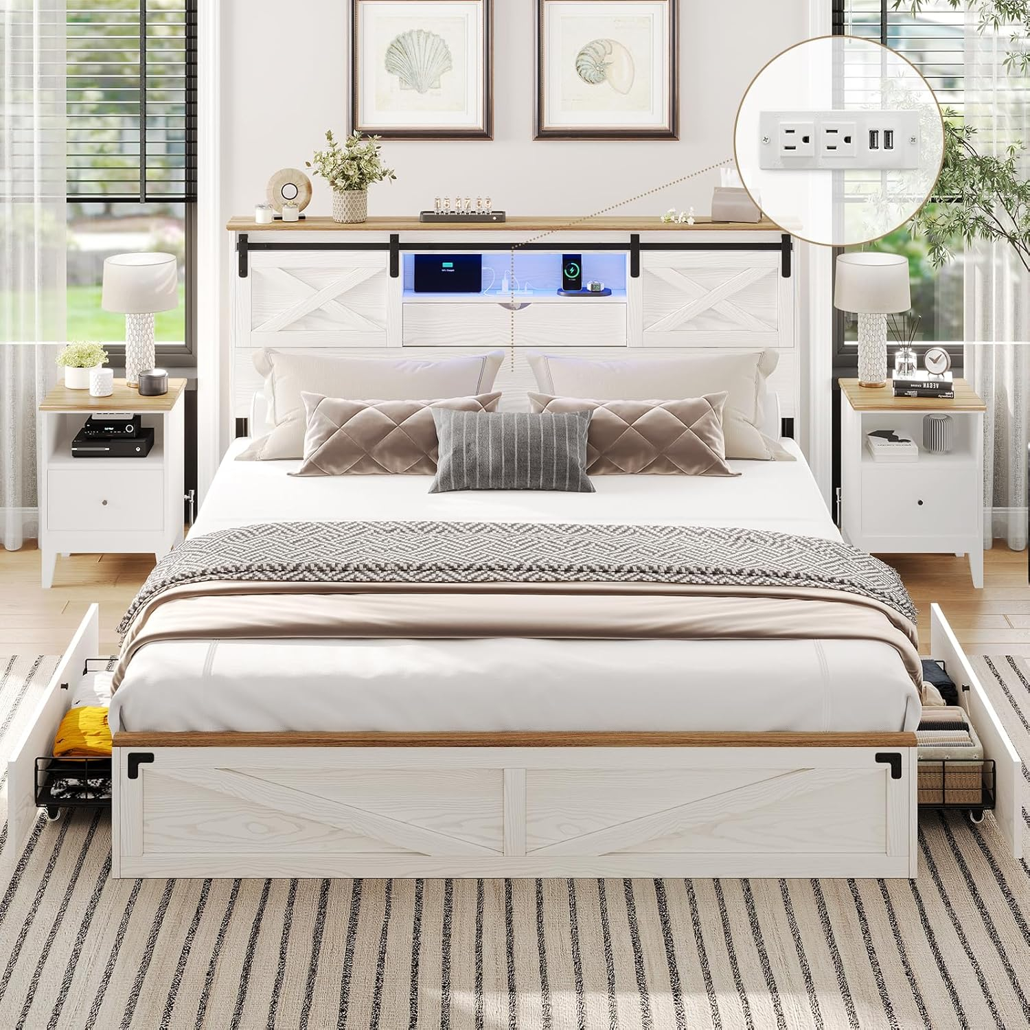 Amazon.com: Hasuit Farmhouse Bed Frame California King Size With ... with Maximizing comfort and support with a cal king wood bed frame