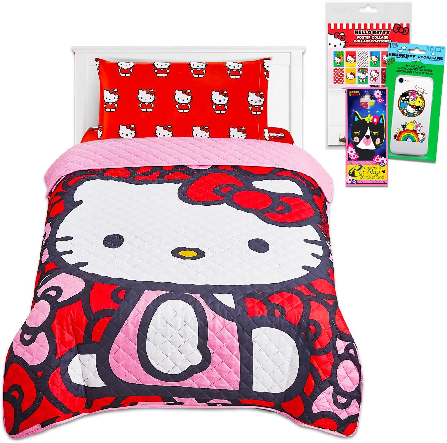 Amazon.com: Hello Kitty Bedding Set Twin Bed - Bundle With Hello Kitty ... in the artistry behind hello kitty twin bed sheet set manufacturing process