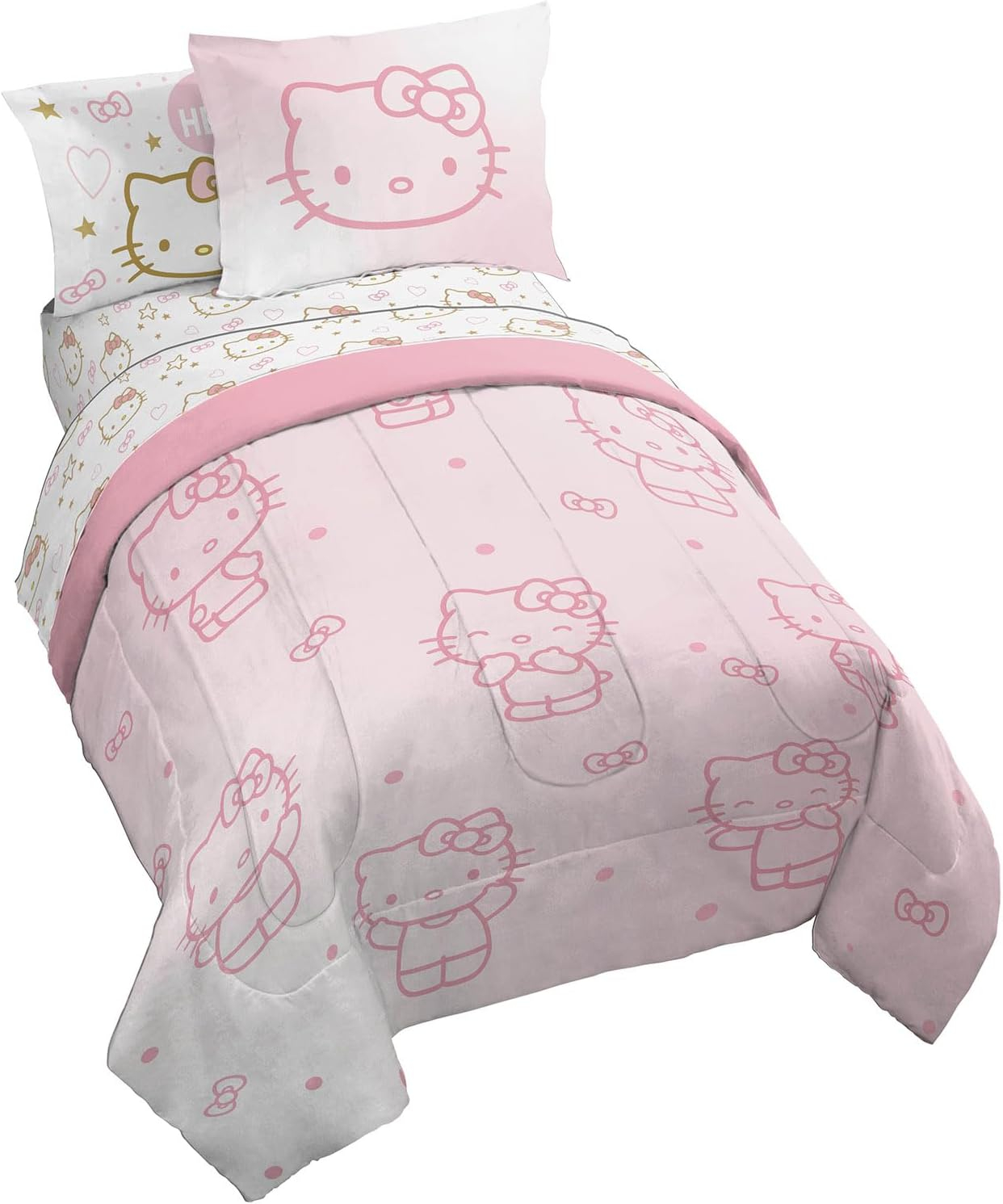 Amazon.com: Hello Kitty Bedspread Twin Set For Kids - Bundle With Hello ... throughout Hello Kitty Twin Bed Sheet Set