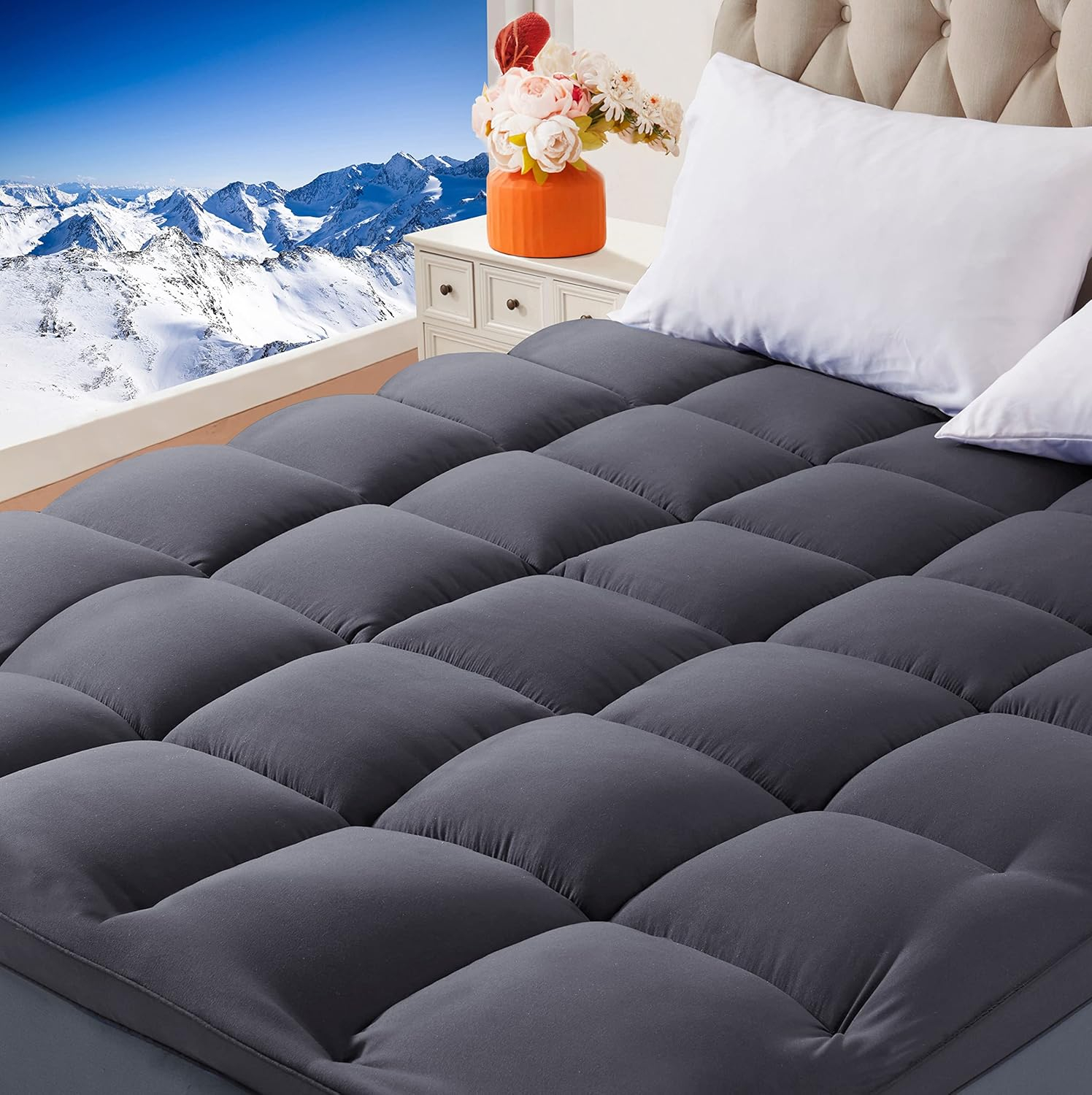 Amazon.com: Ihanherry Extra Thick Mattress Topper Twin Xl For Back Pain ... within Mattress Topper Cover Twin Xl