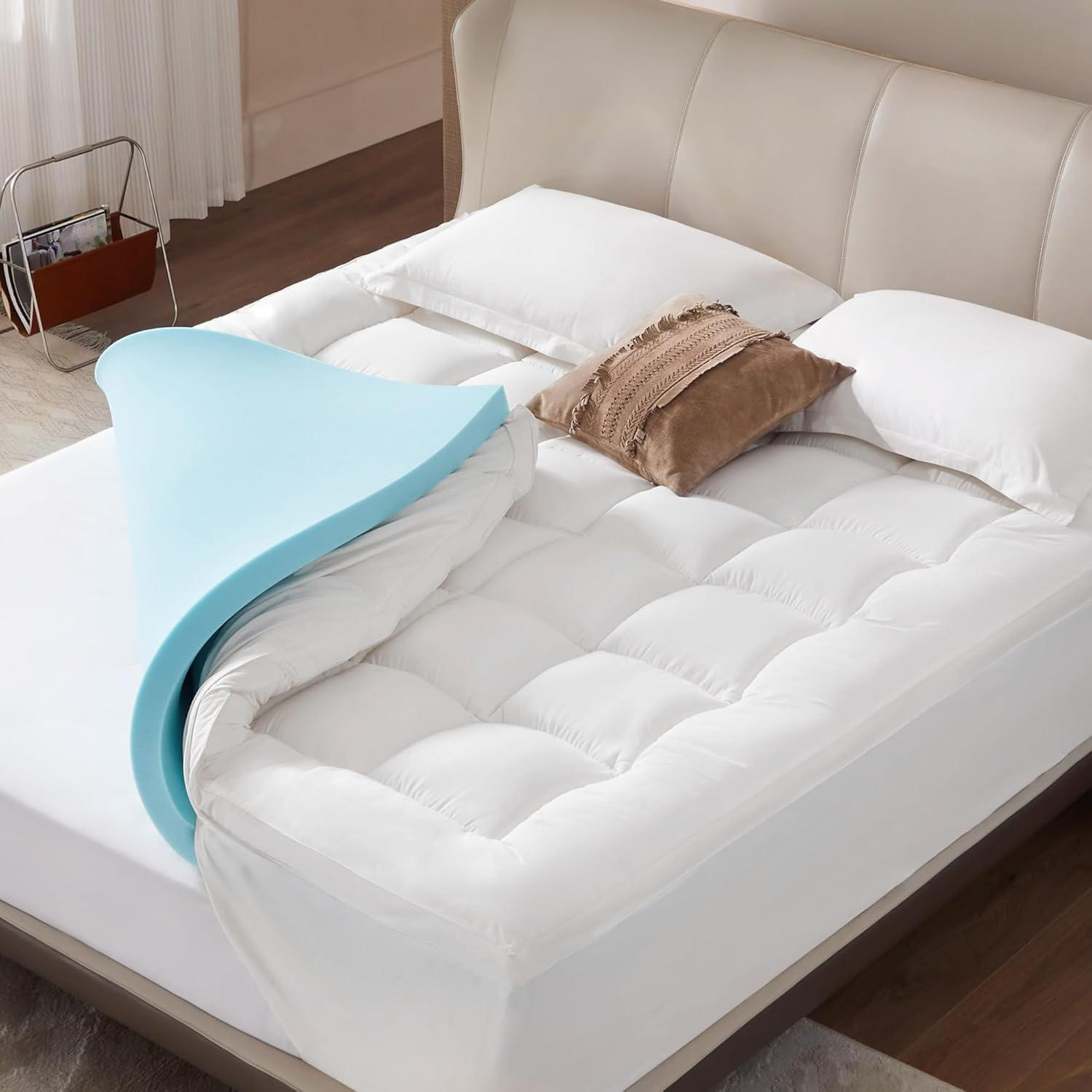 Amazon.com: King Size Memory Foam Mattress Topper, Dual Layer 4 Inch ... in 4 Inch Foam Mattress Cover