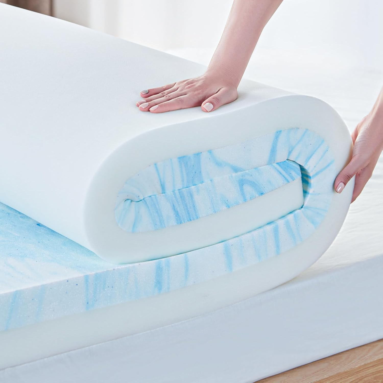 Amazon.com: Linsy Living Memory Foam Mattress Topper Full, Cooling Gel ... inside 4 Inch Memory Foam Mattress Topper Full Size
